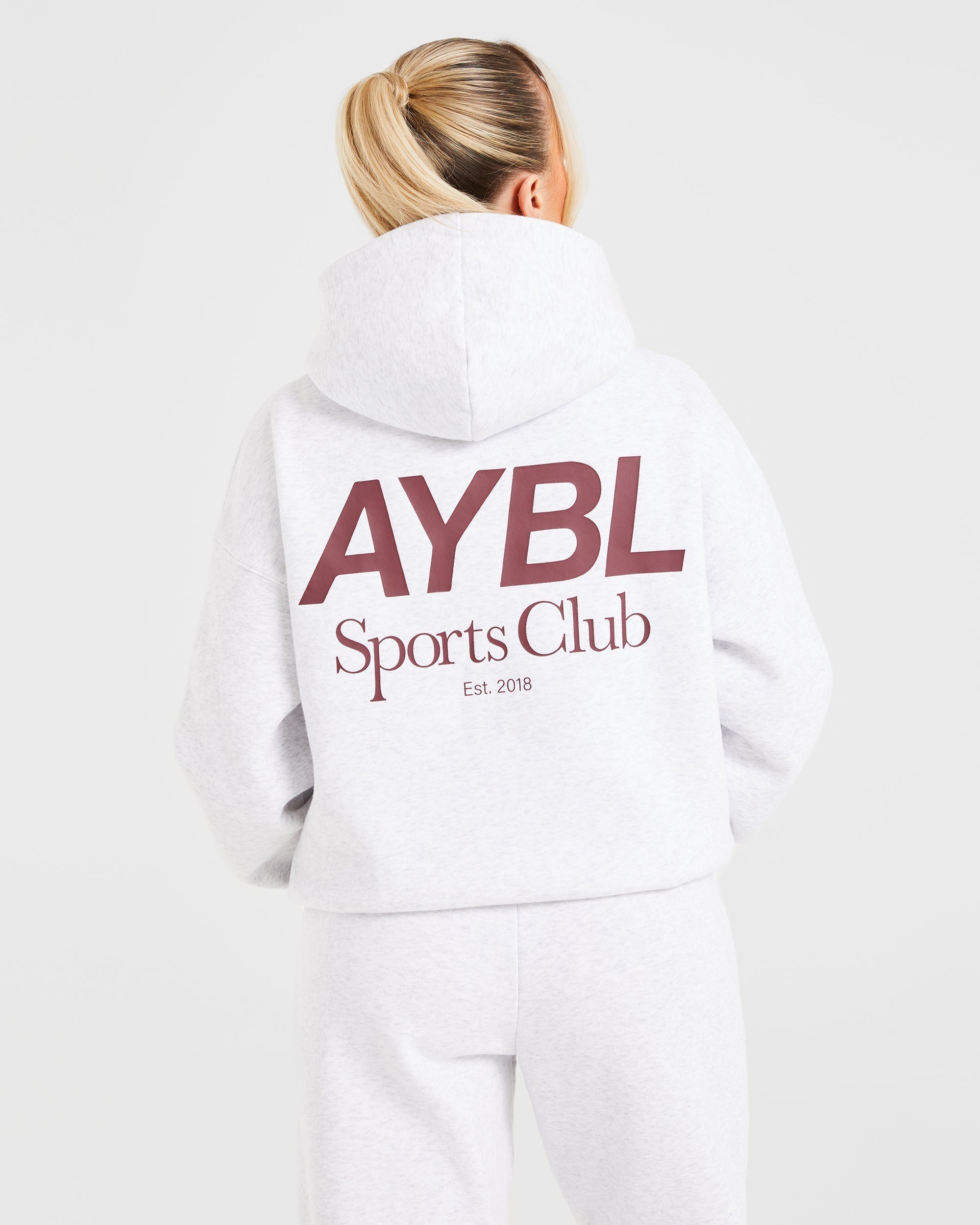 AYBL Sports Club Oversized Hoodie - Grijs Marl/Burgundy