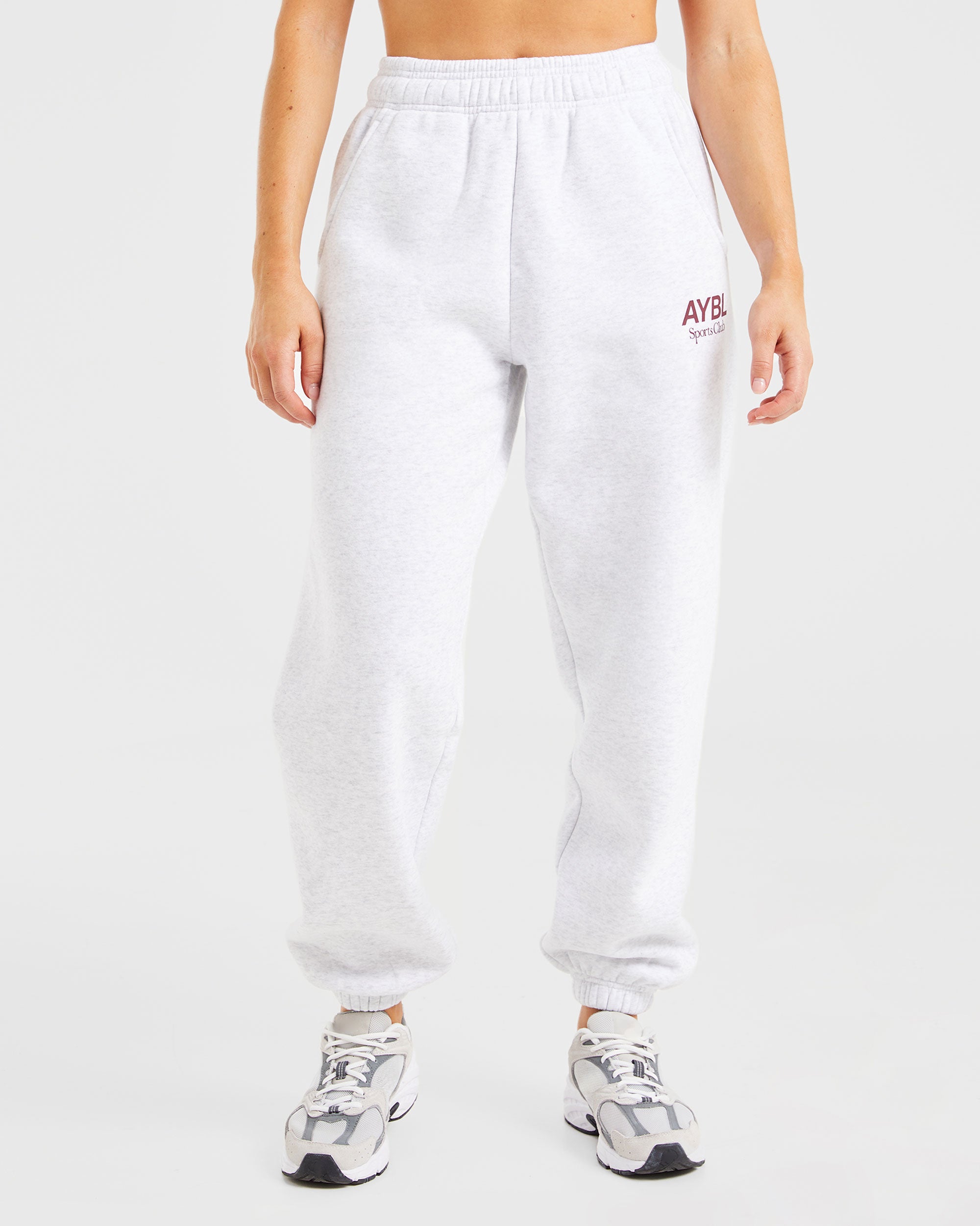 AYBL Sports Club Oversized Joggers - Grijs Marl/Burgundy
