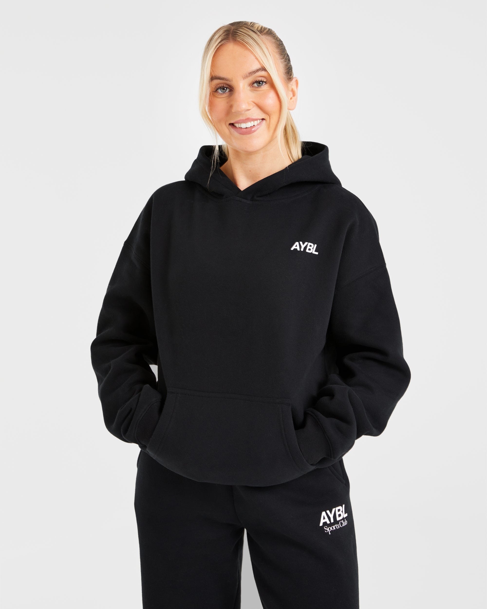AYBL Sports Club Oversized Hoodie - Zwart/Wit