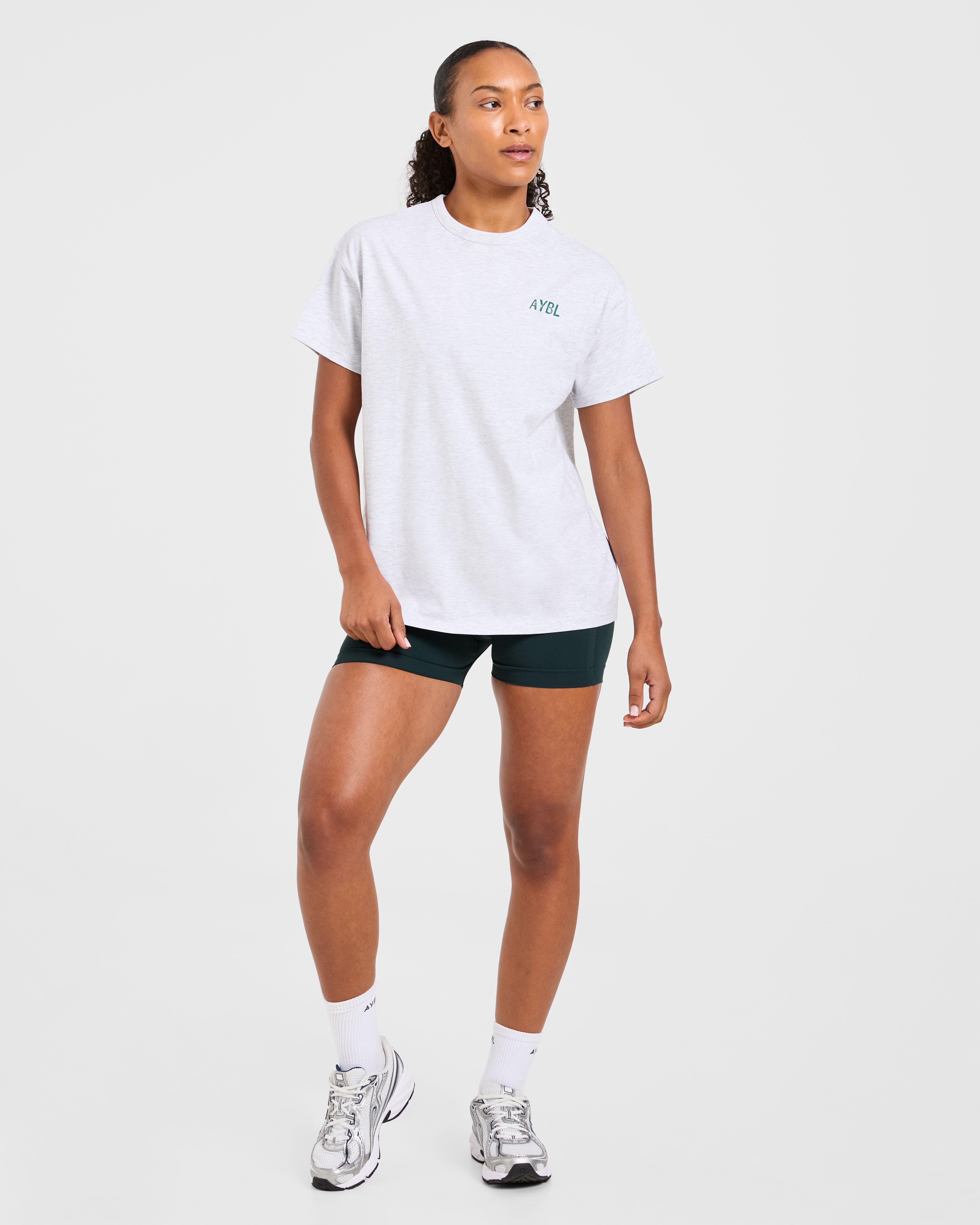 Strong Women Graphic Oversized T Shirt - Grijs Marl/Groen