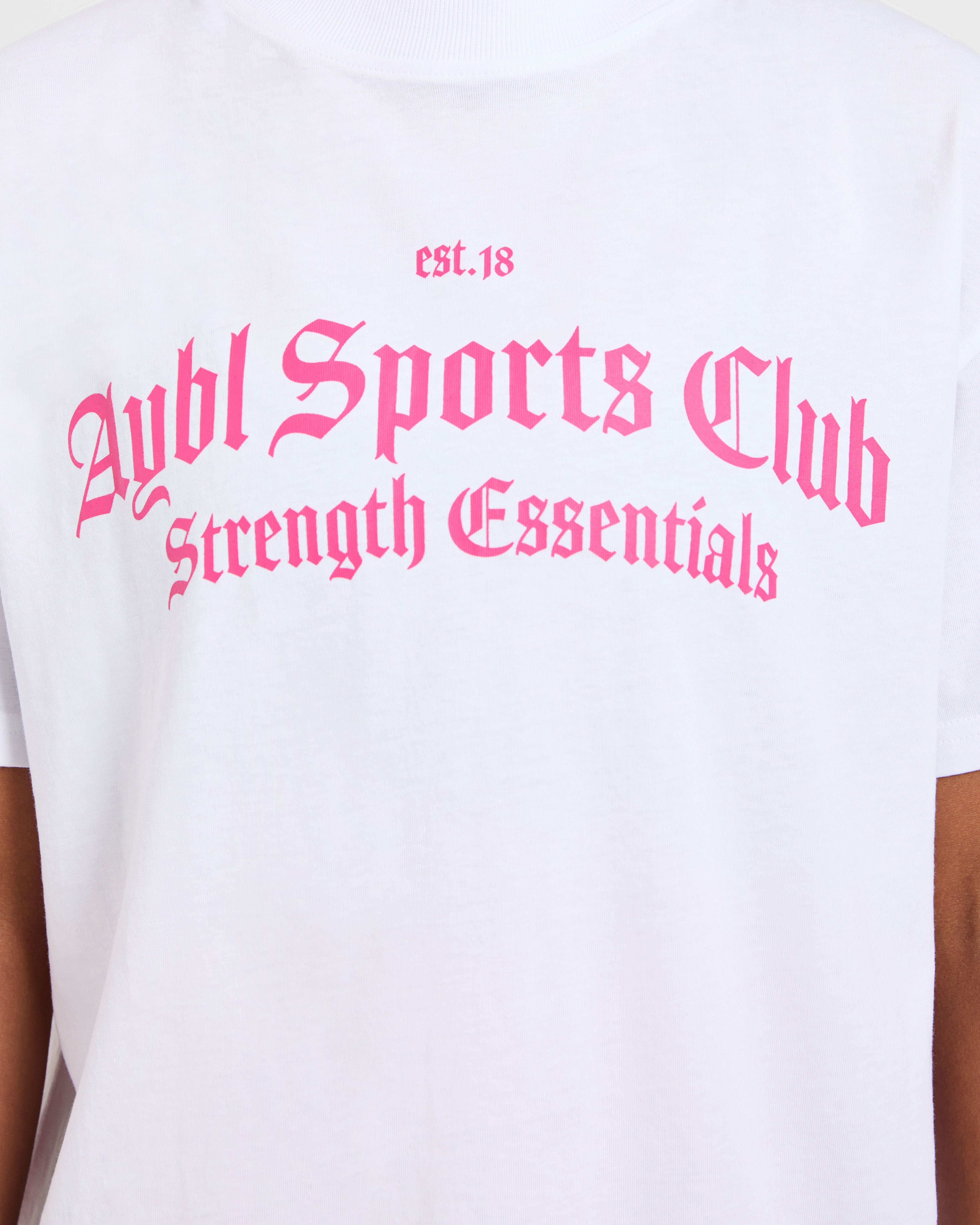 Sports Club Gothic Oversized T Shirt - Wit/Roze