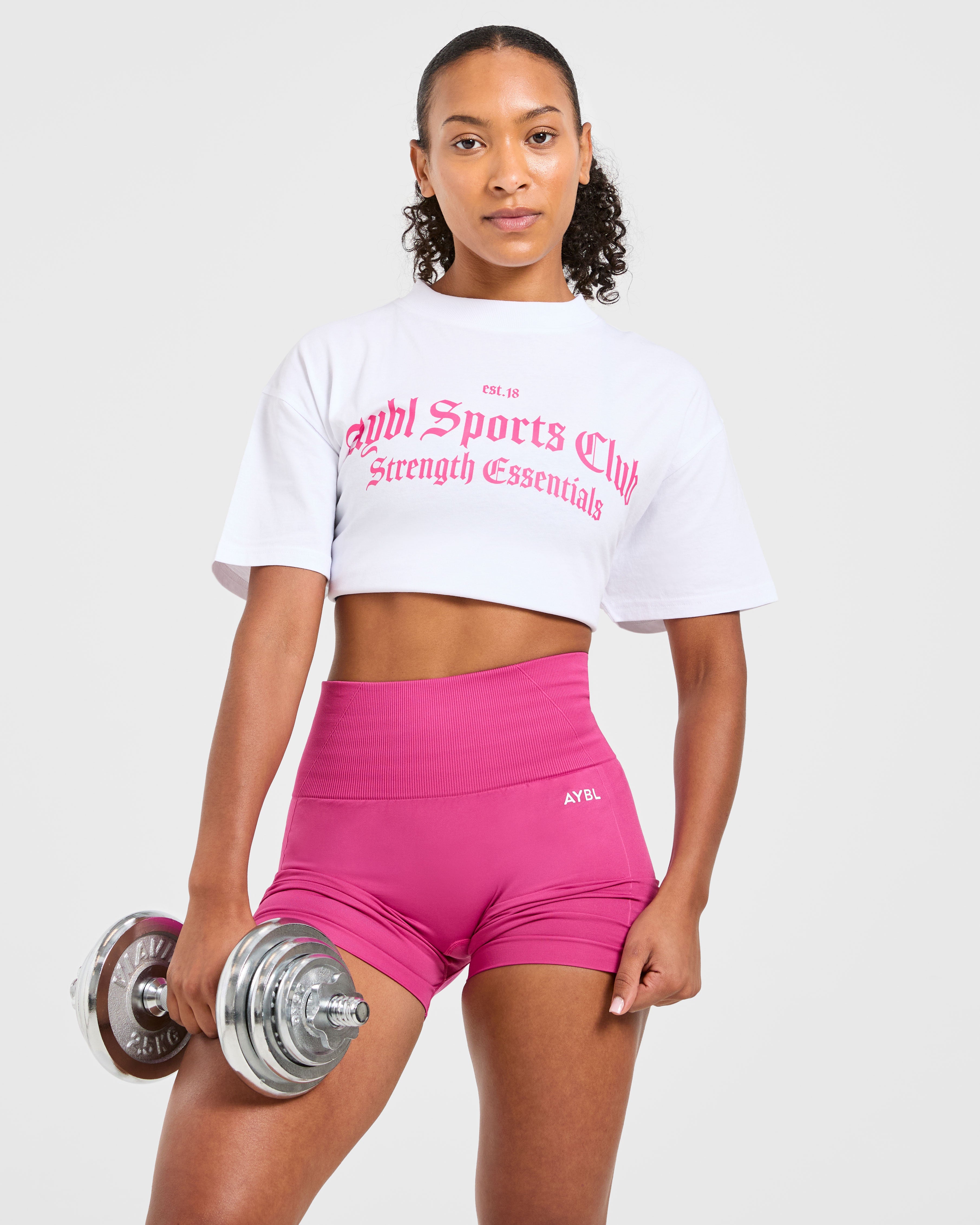 Sports Club Gothic Oversized T Shirt - Wit/Roze