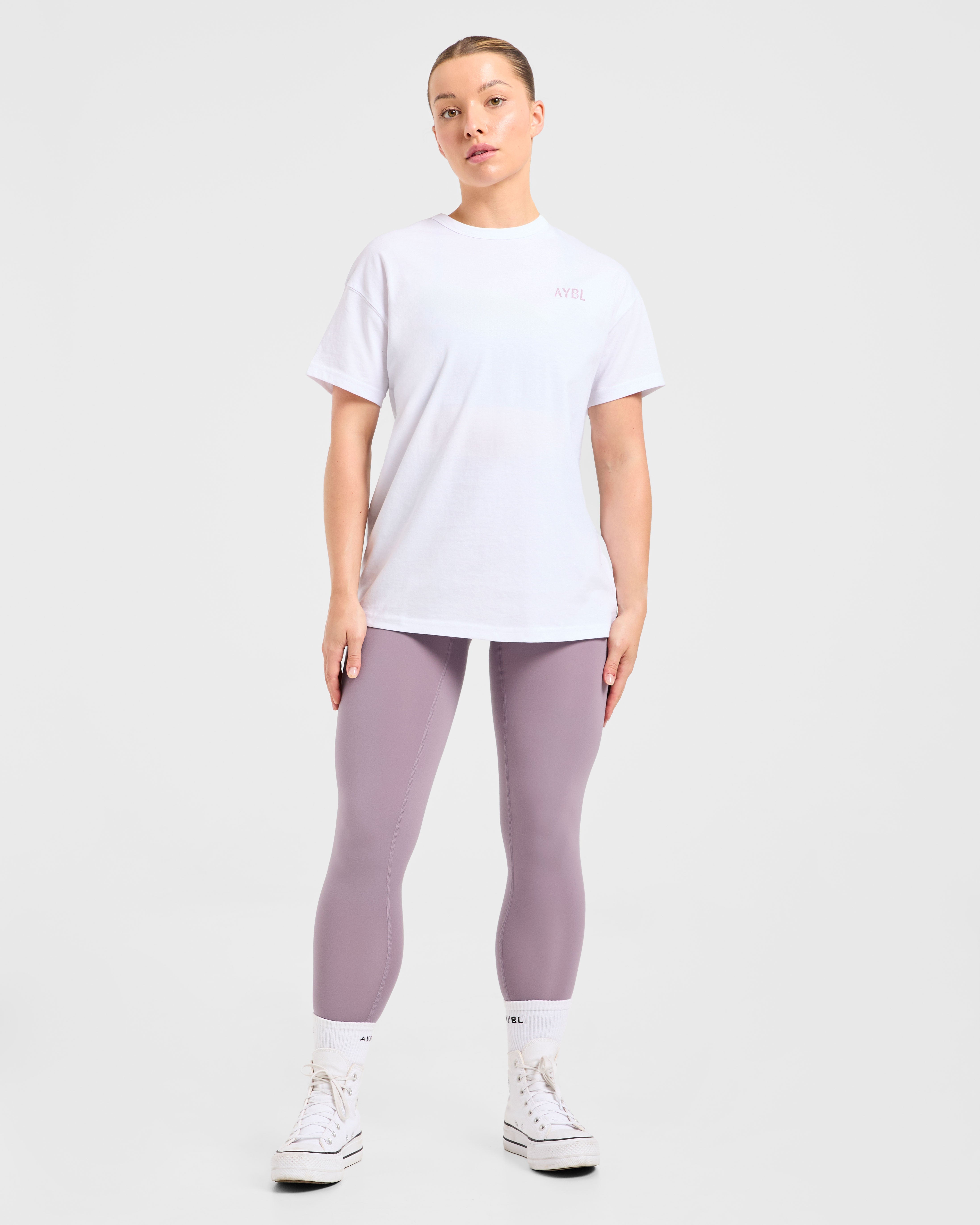 Strong Women Graphic Oversized T Shirt - Wit/Lila