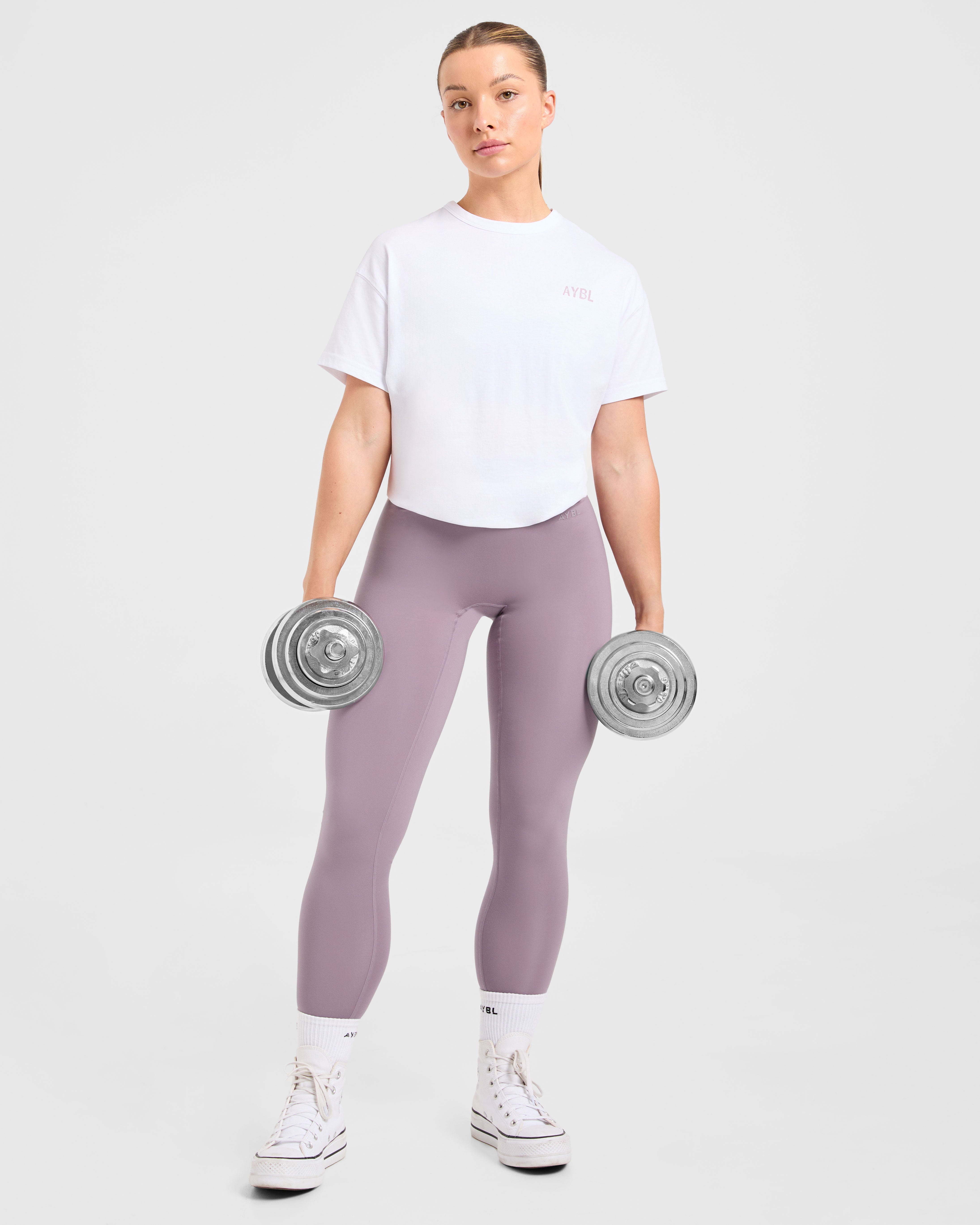 Strong Women Graphic Oversized T Shirt - Wit/Lila