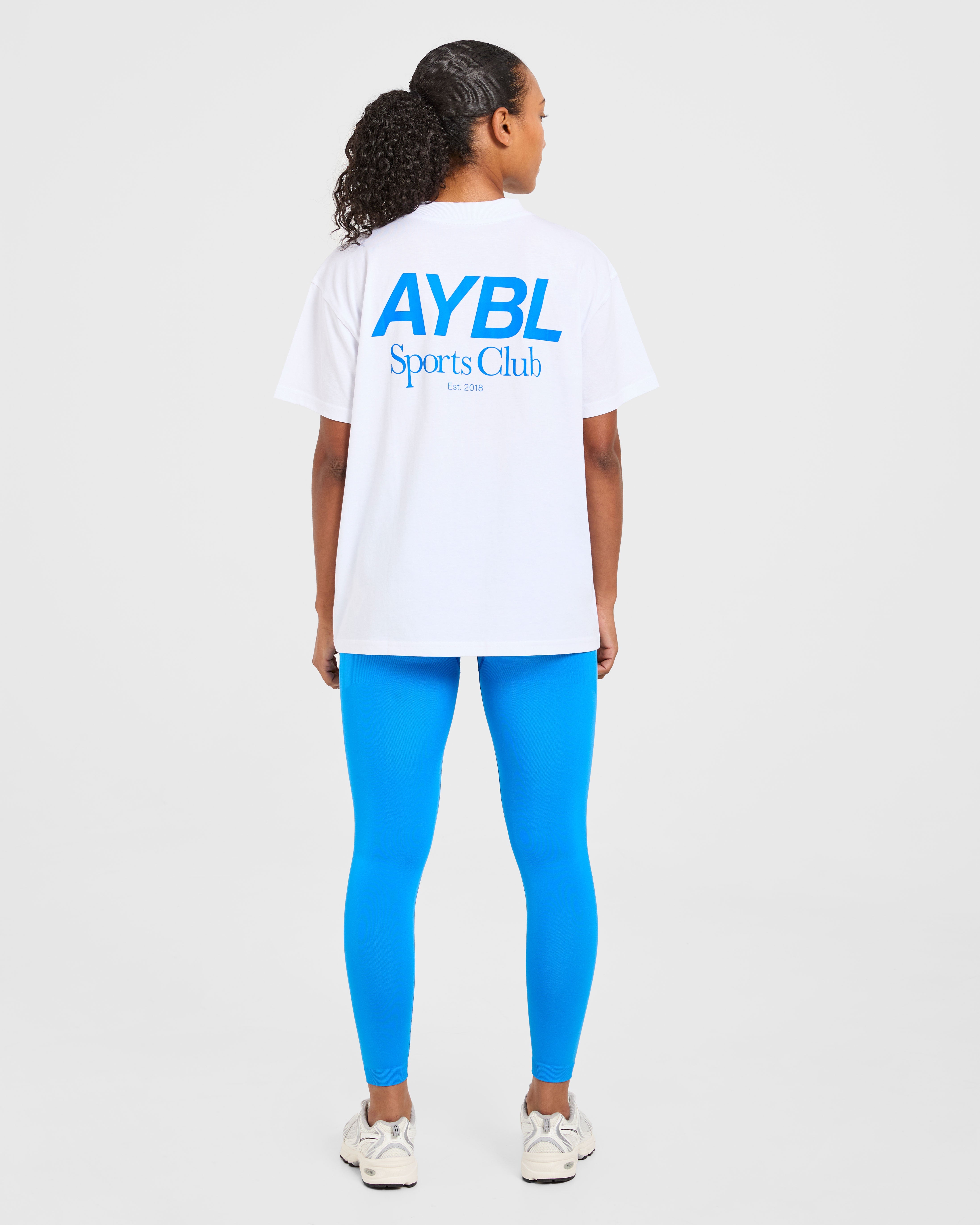 AYBL Sports Club Oversized T Shirt - Wit/Cobalt