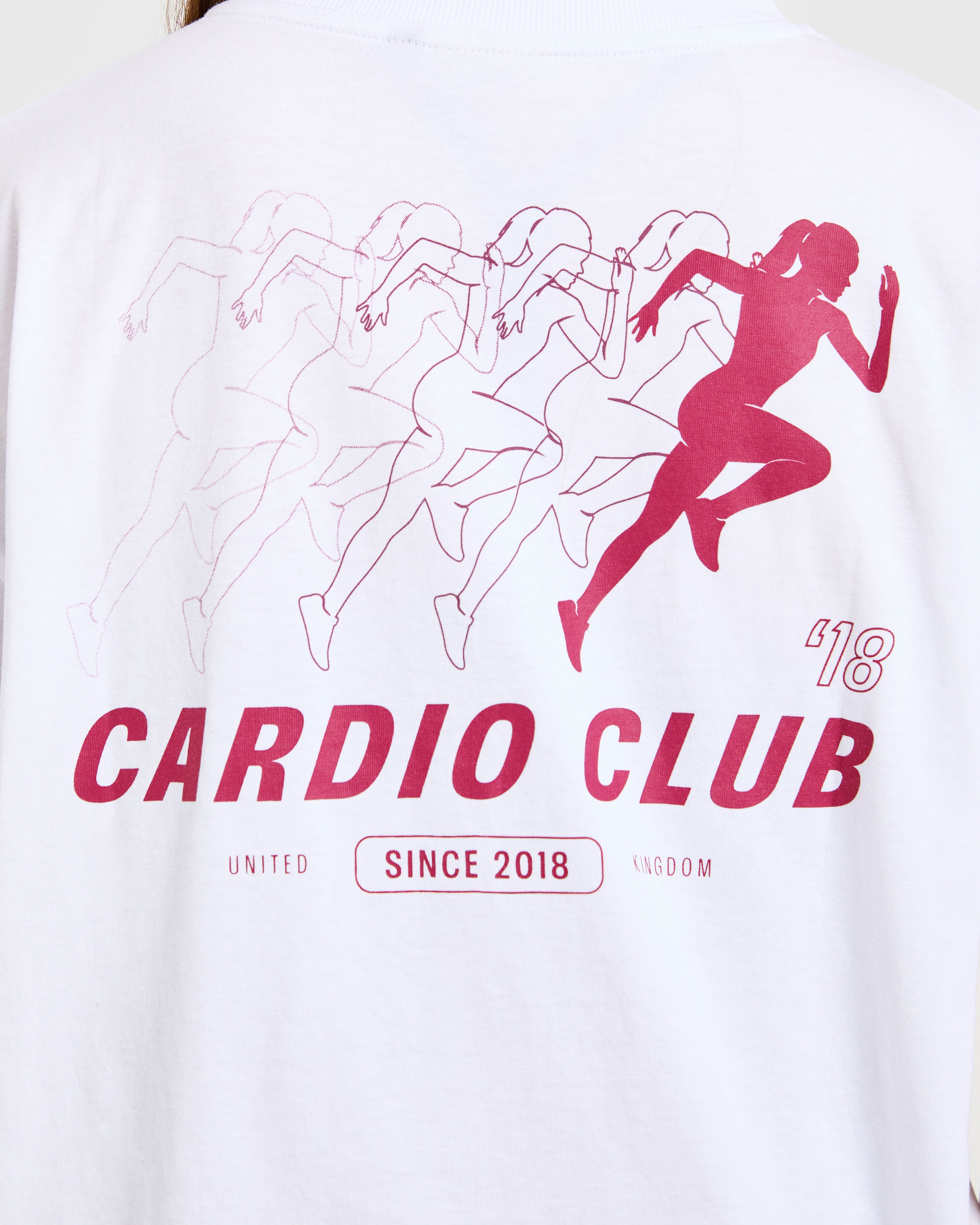 Cardio Club Oversized T Shirt - Wit/Burgundy