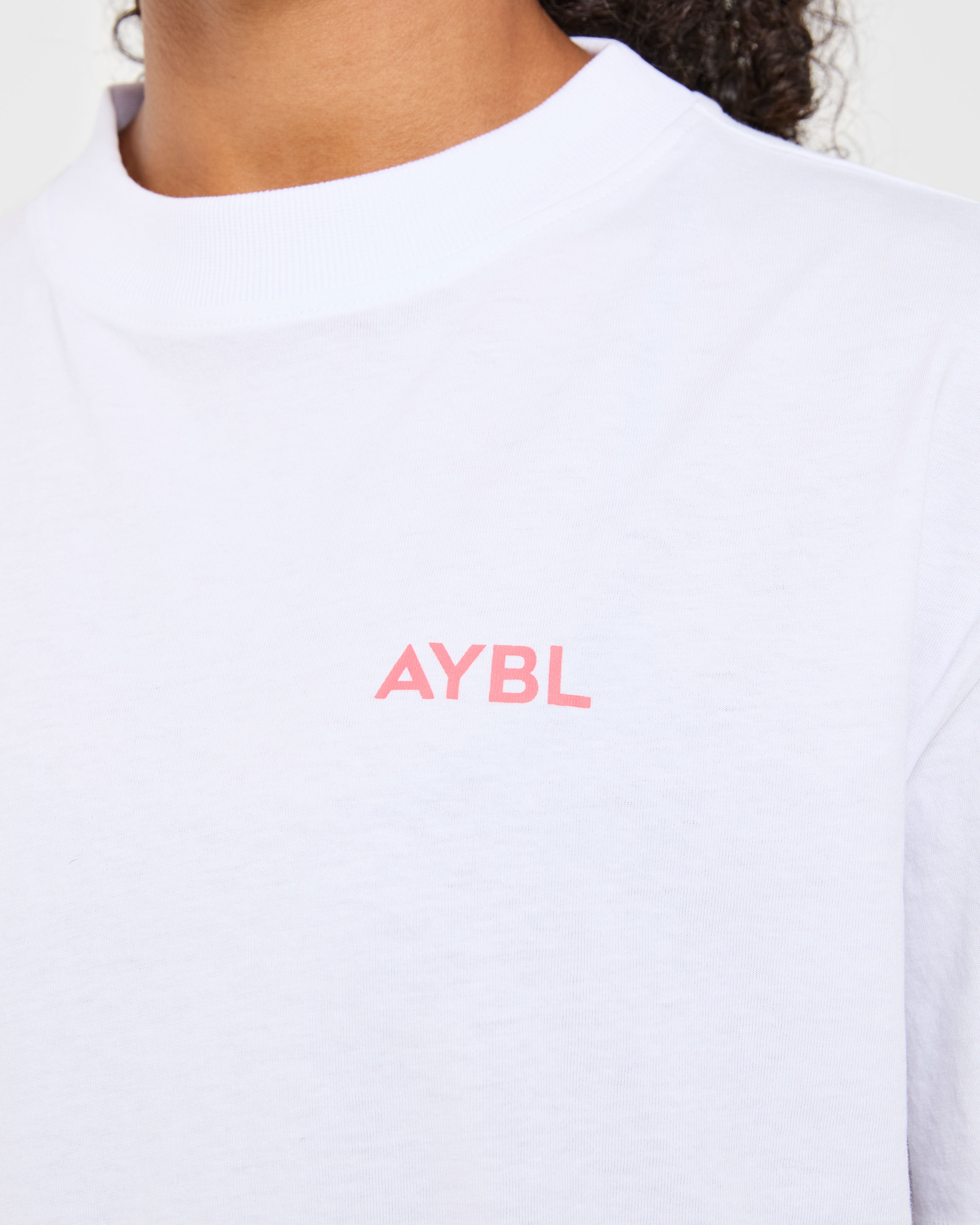 Lift Graphic Oversized T Shirt - Wit/Coral Peach