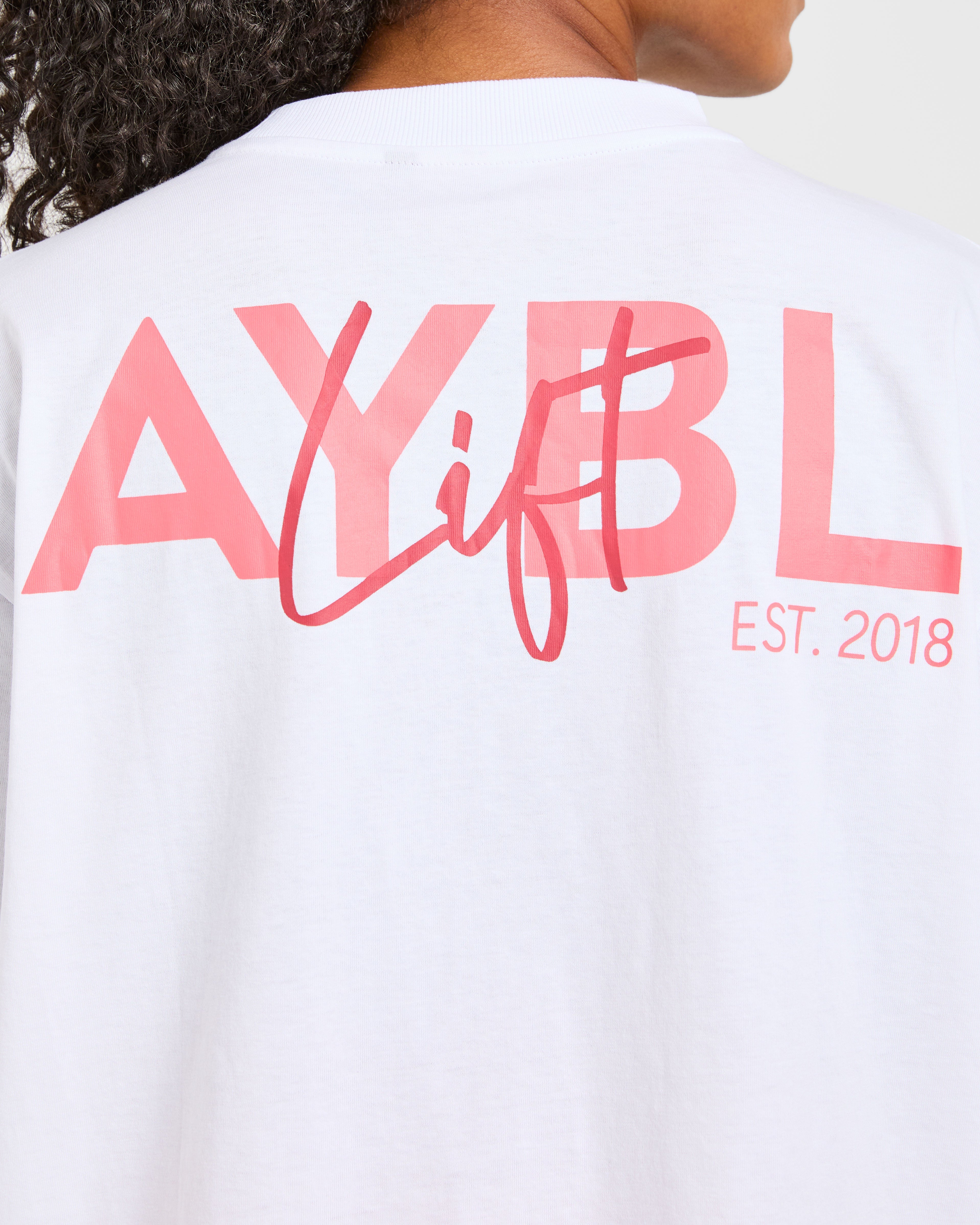 Lift Graphic Oversized T Shirt - Wit/Coral Peach