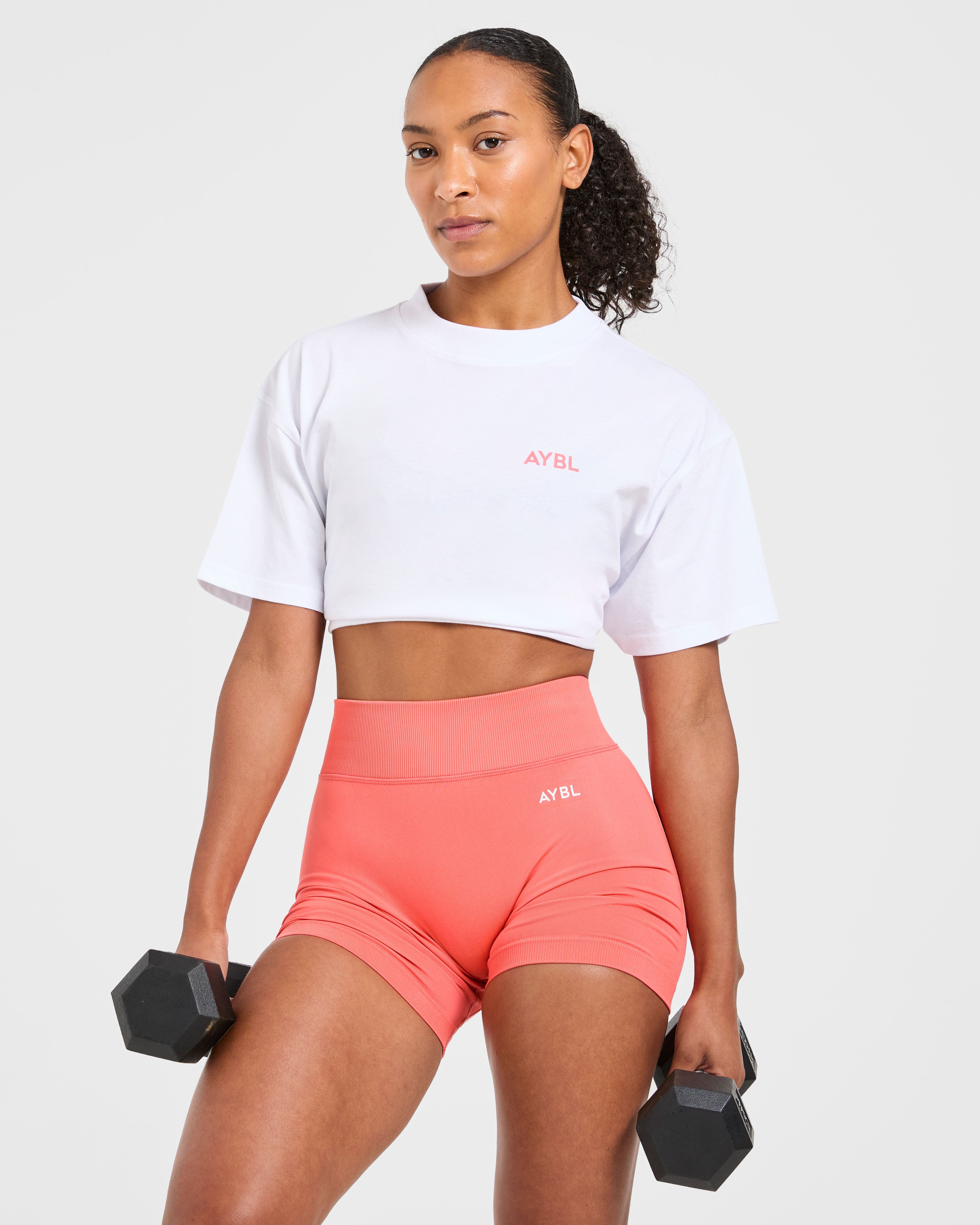 Lift Graphic Oversized T Shirt - Wit/Coral Peach