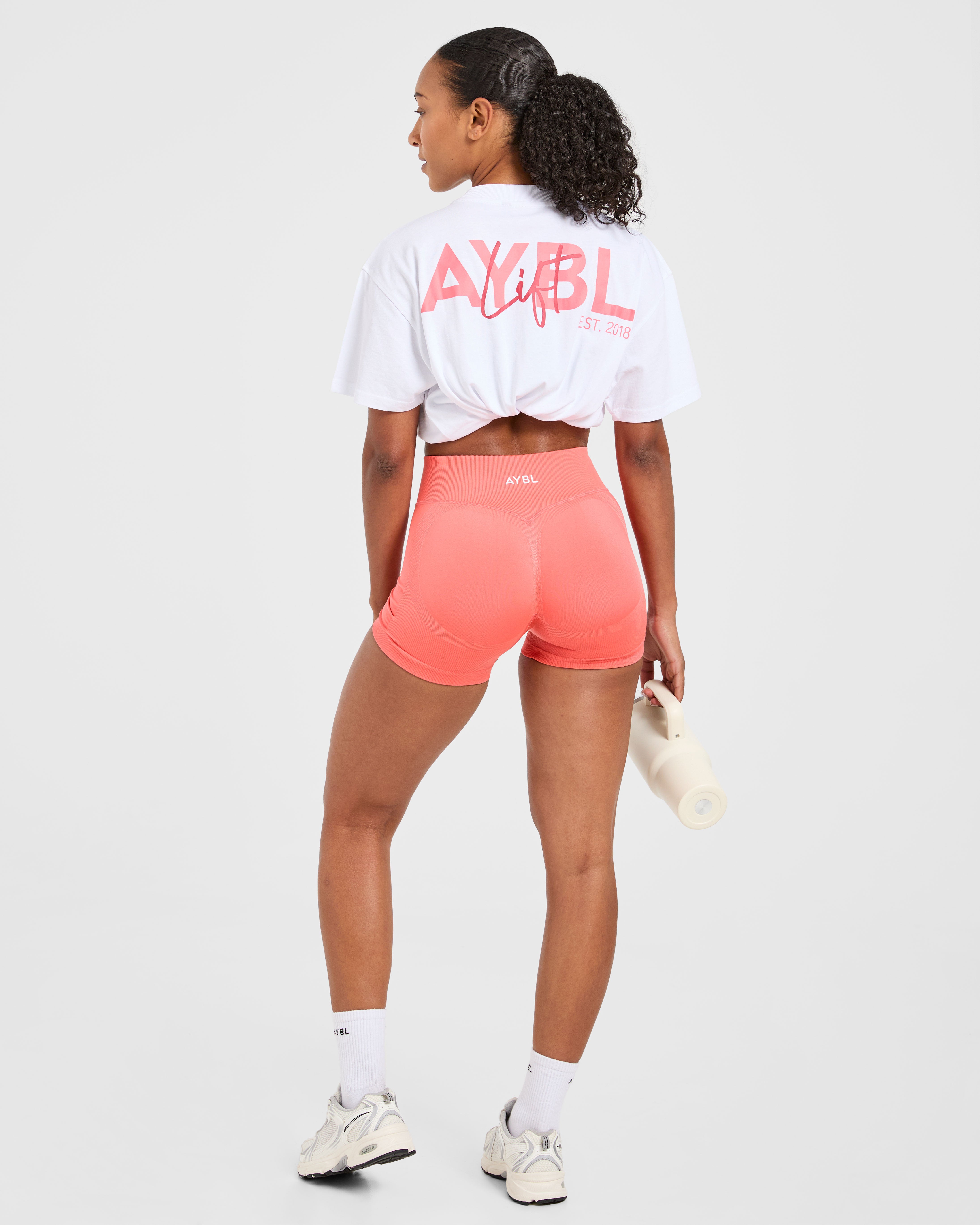 Lift Graphic Oversized T Shirt - Wit/Coral Peach