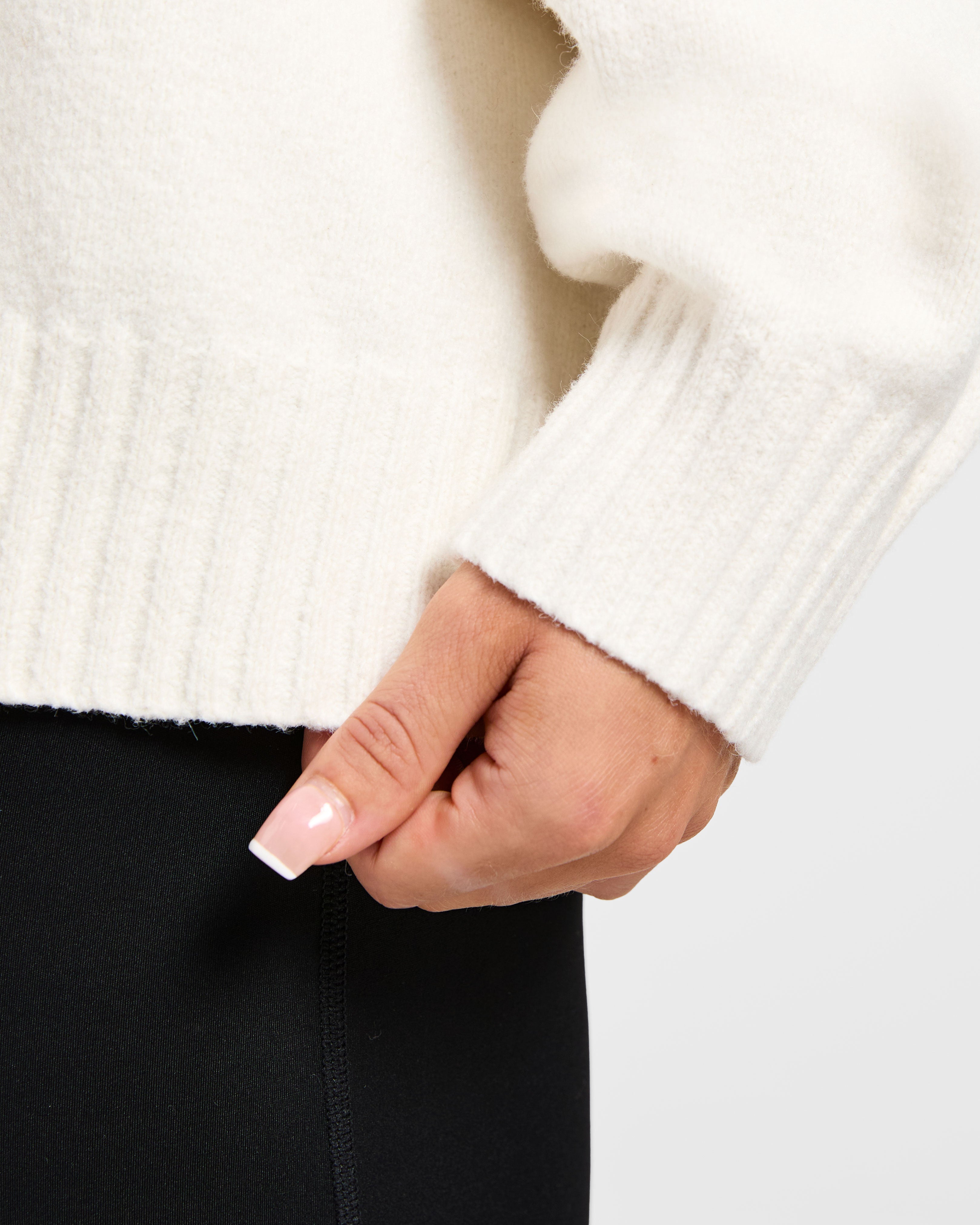 Varsity Oversized Knitted Sweater - Off Wit
