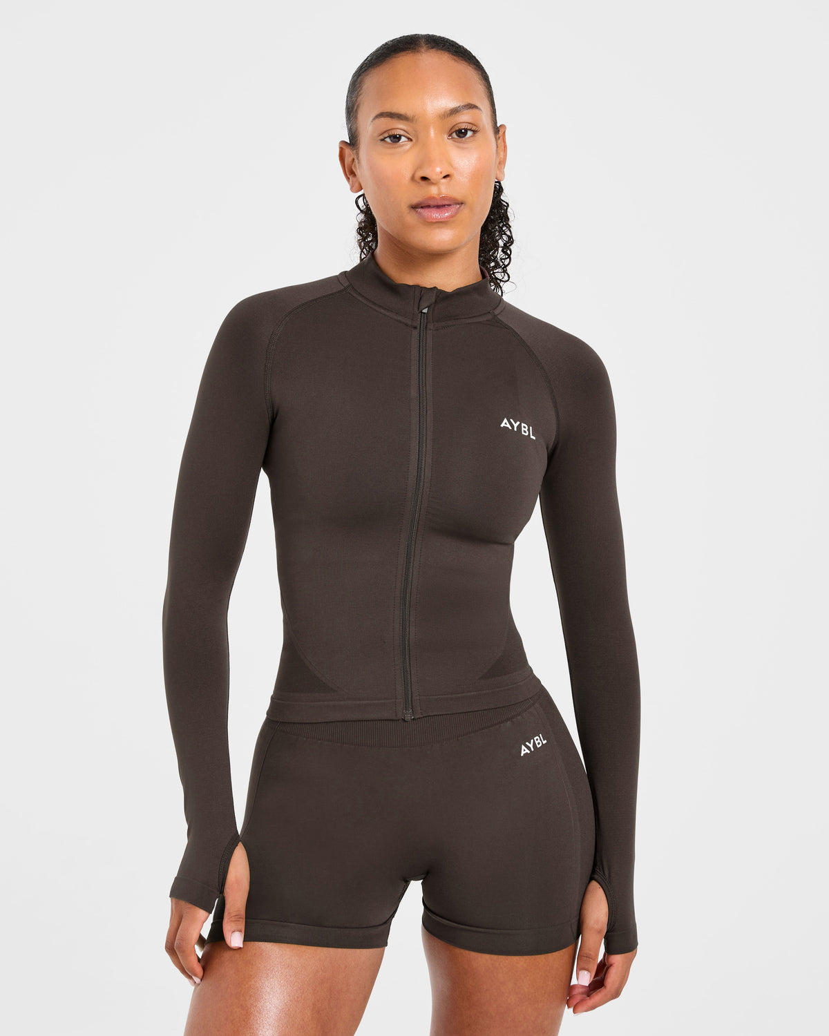 Empower Seamless Full Zip Jacket - Cocoa Bruin