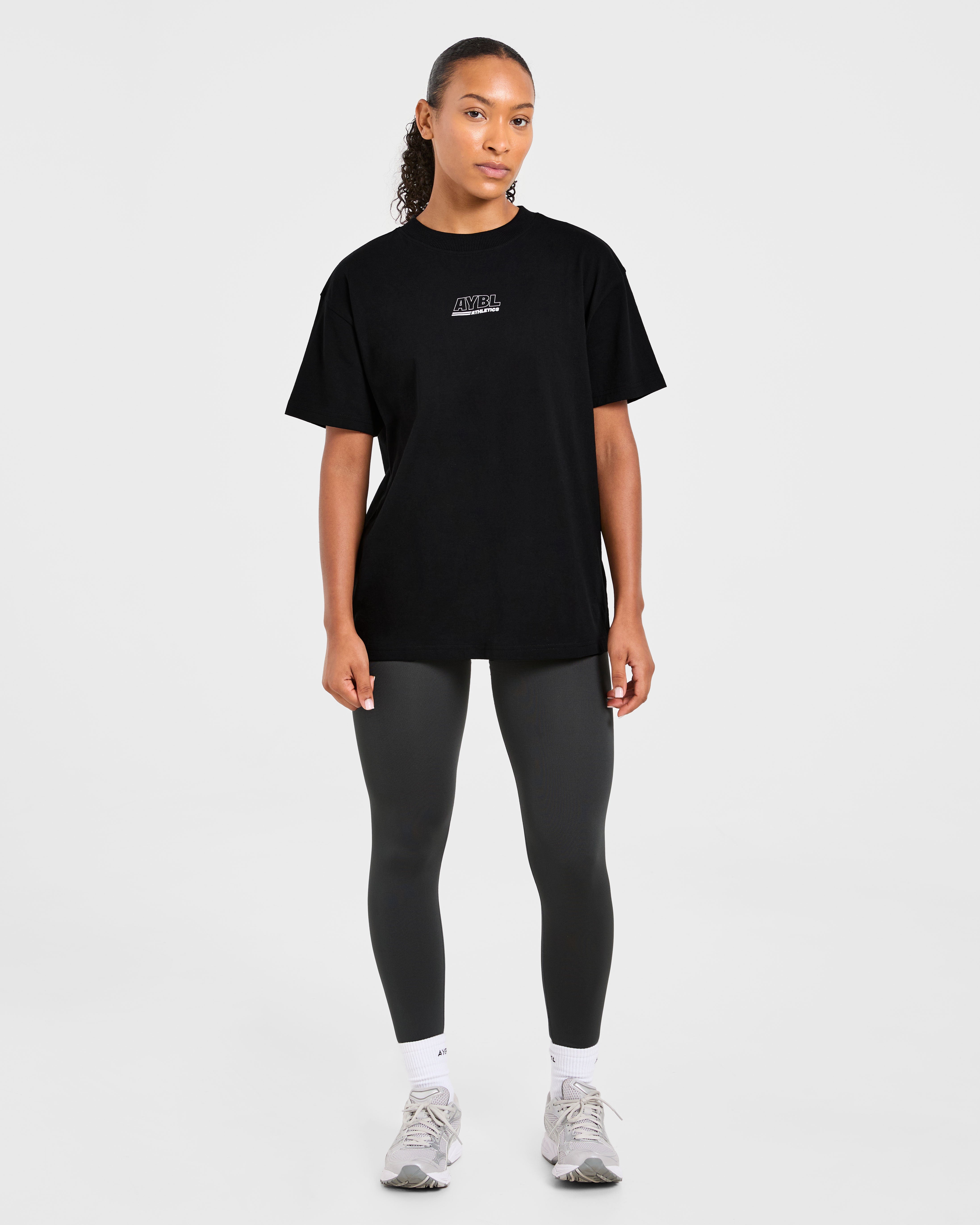 Athletics Track Oversized T Shirt - Zwart/Wit