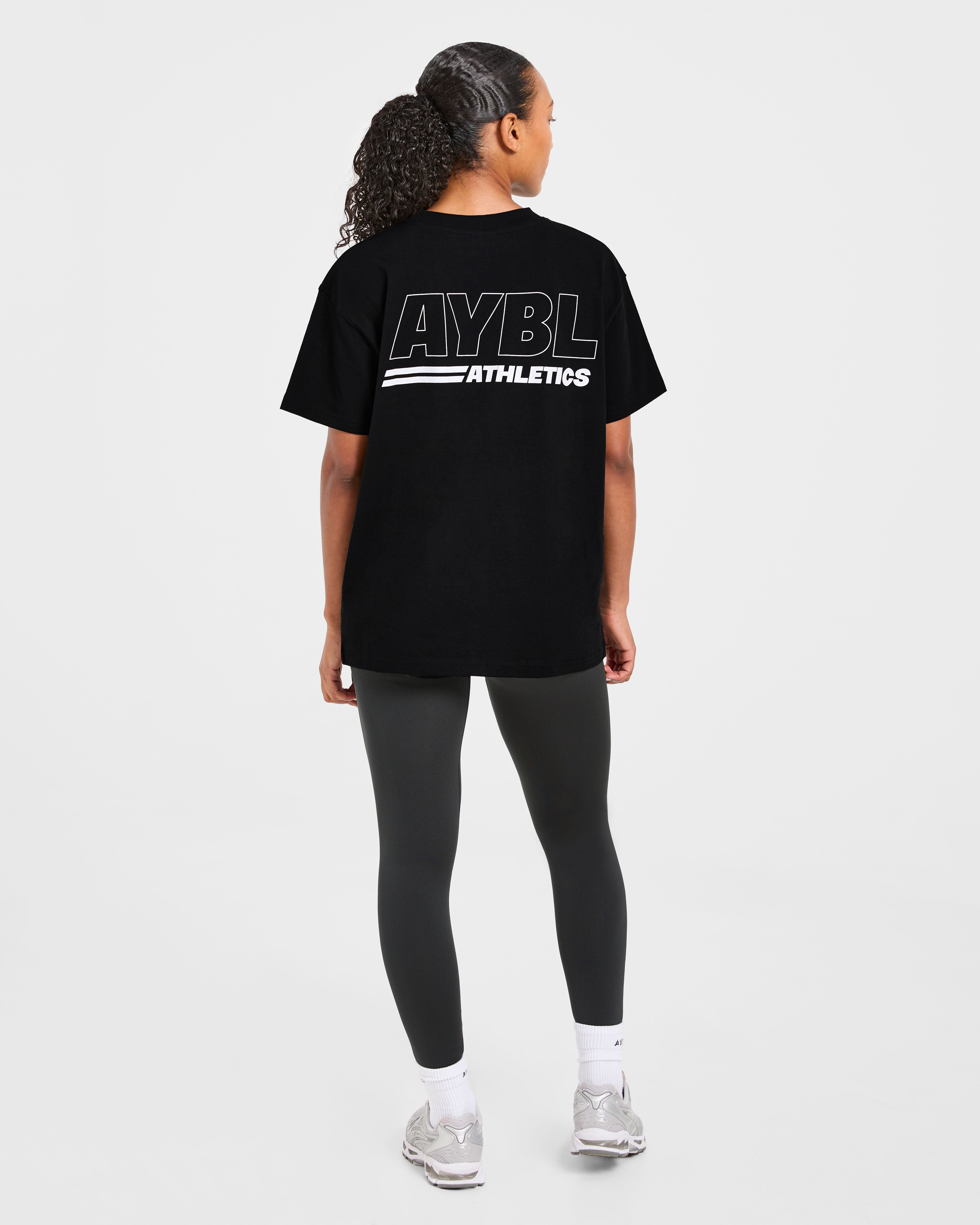 Athletics Track Oversized T Shirt - Zwart/Wit