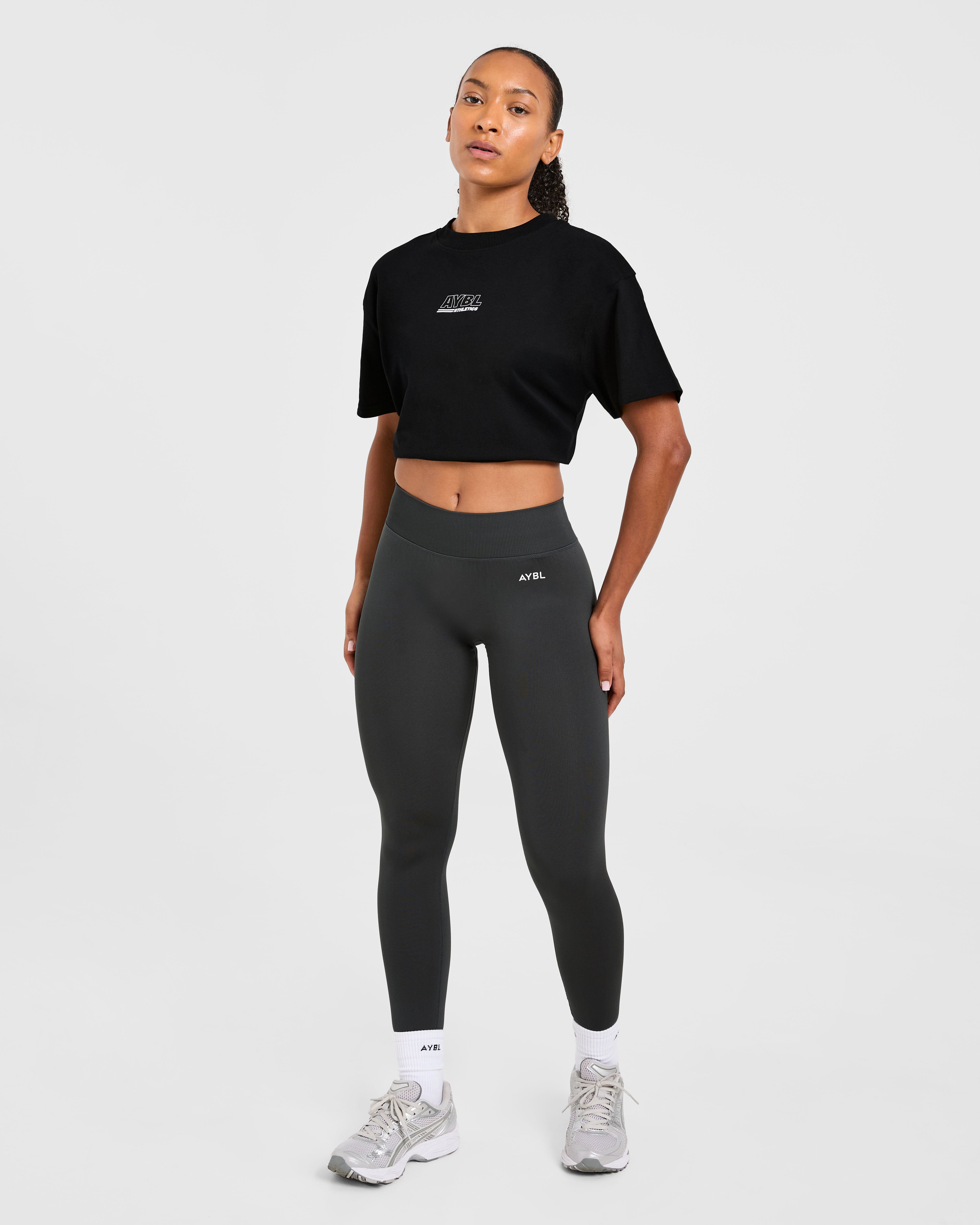 Athletics Track Oversized T Shirt - Zwart/Wit