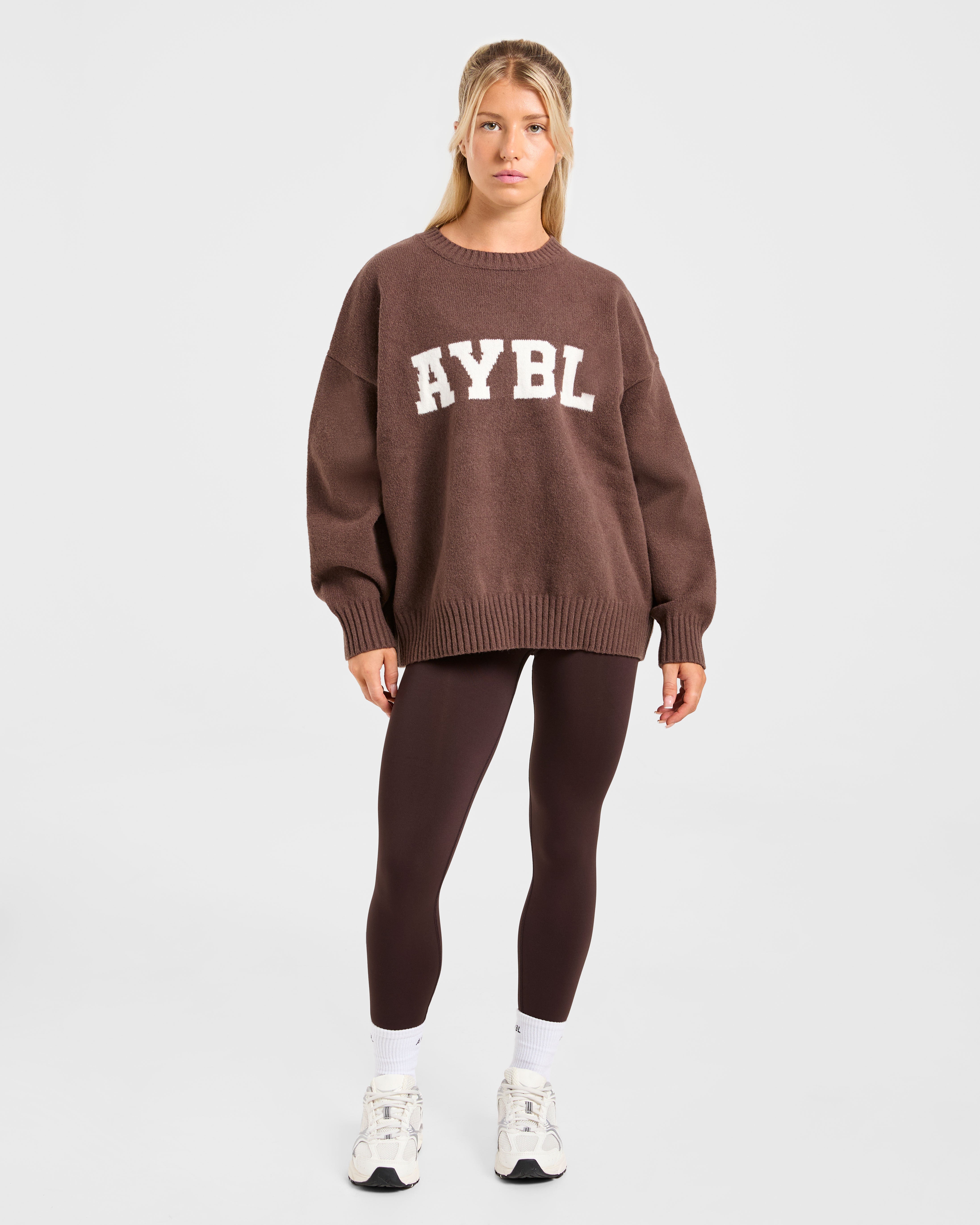 Varsity Oversized Knitted Sweater - Bruin