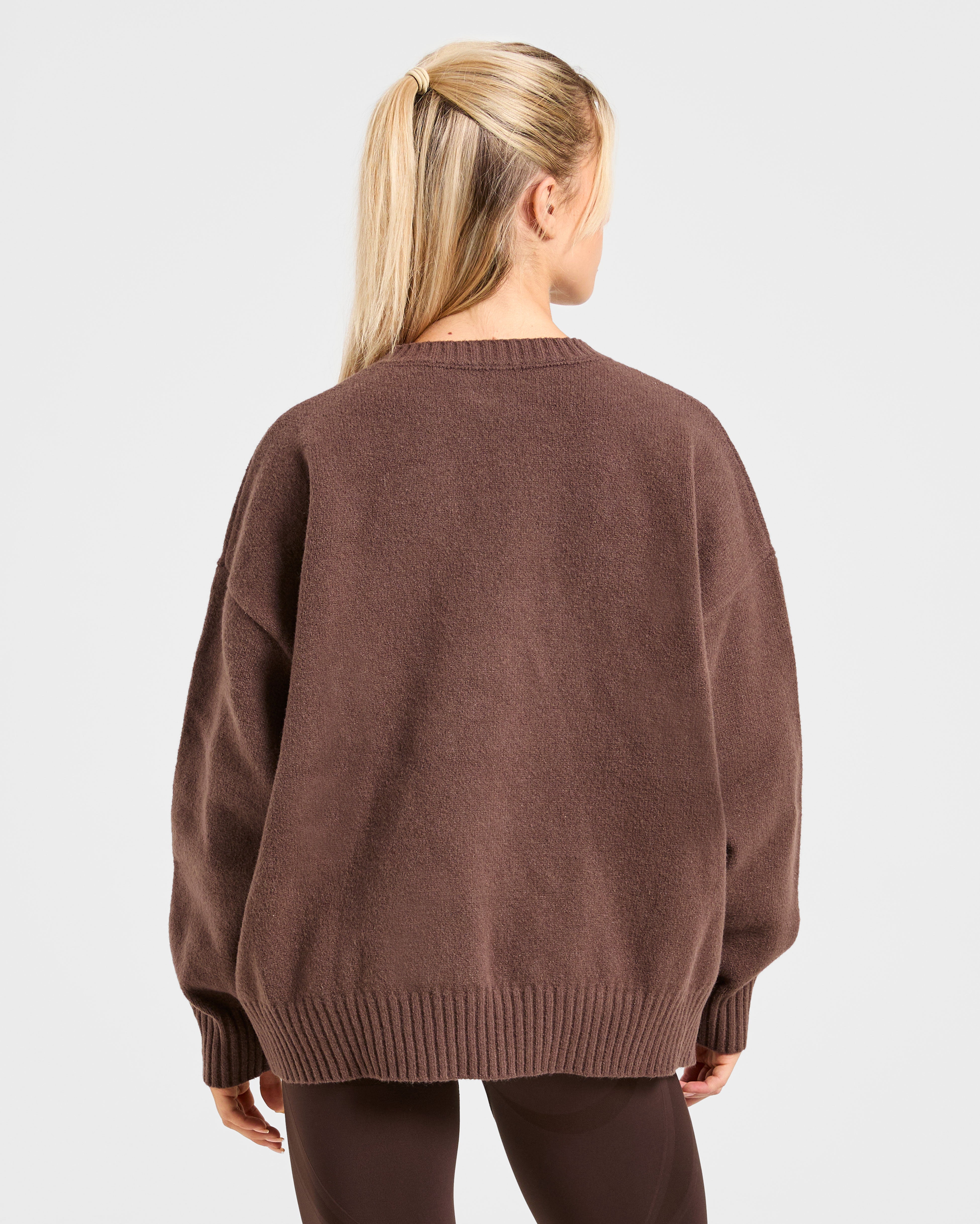 Varsity Oversized Knitted Sweater - Bruin