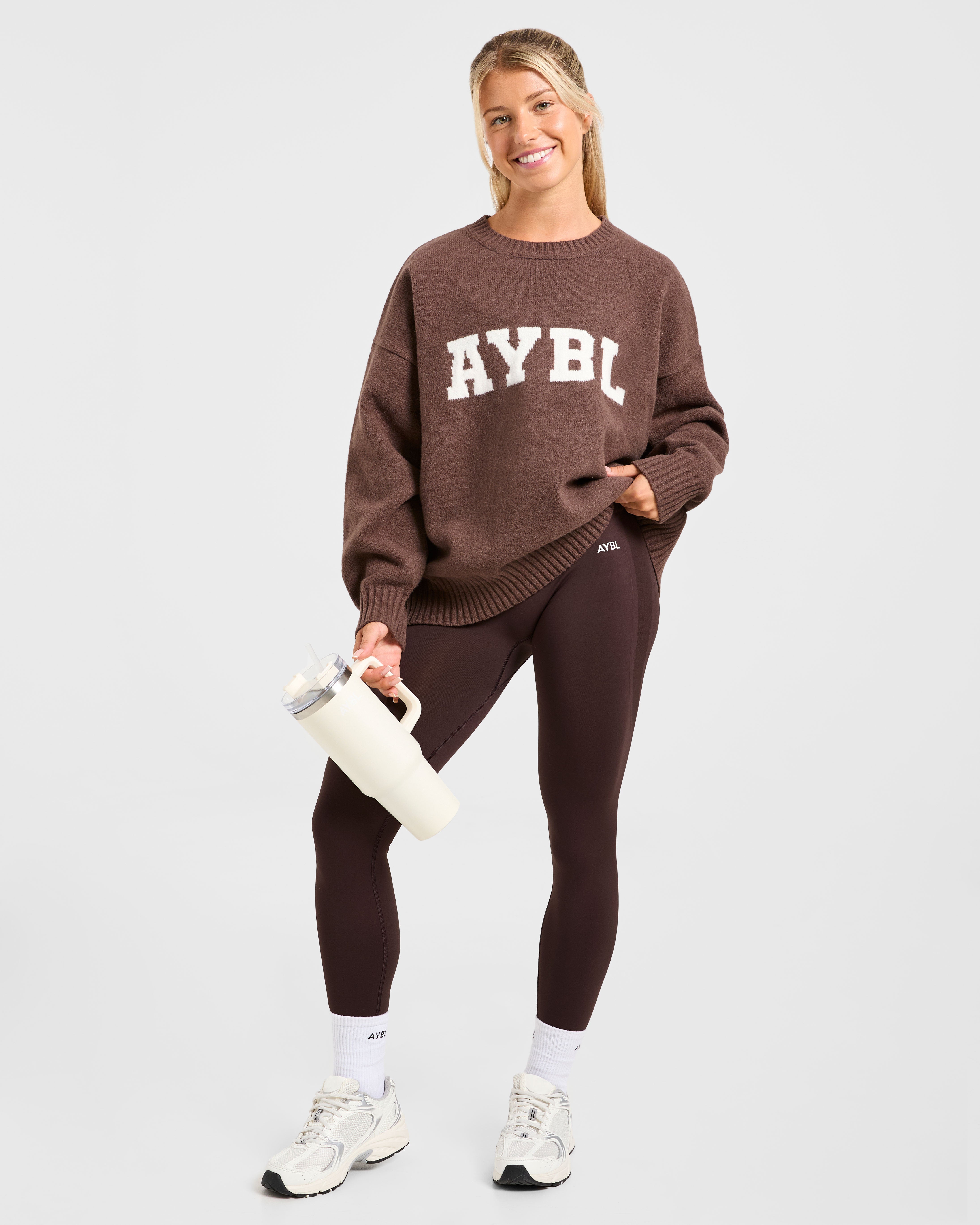 Varsity Oversized Knitted Sweater - Bruin