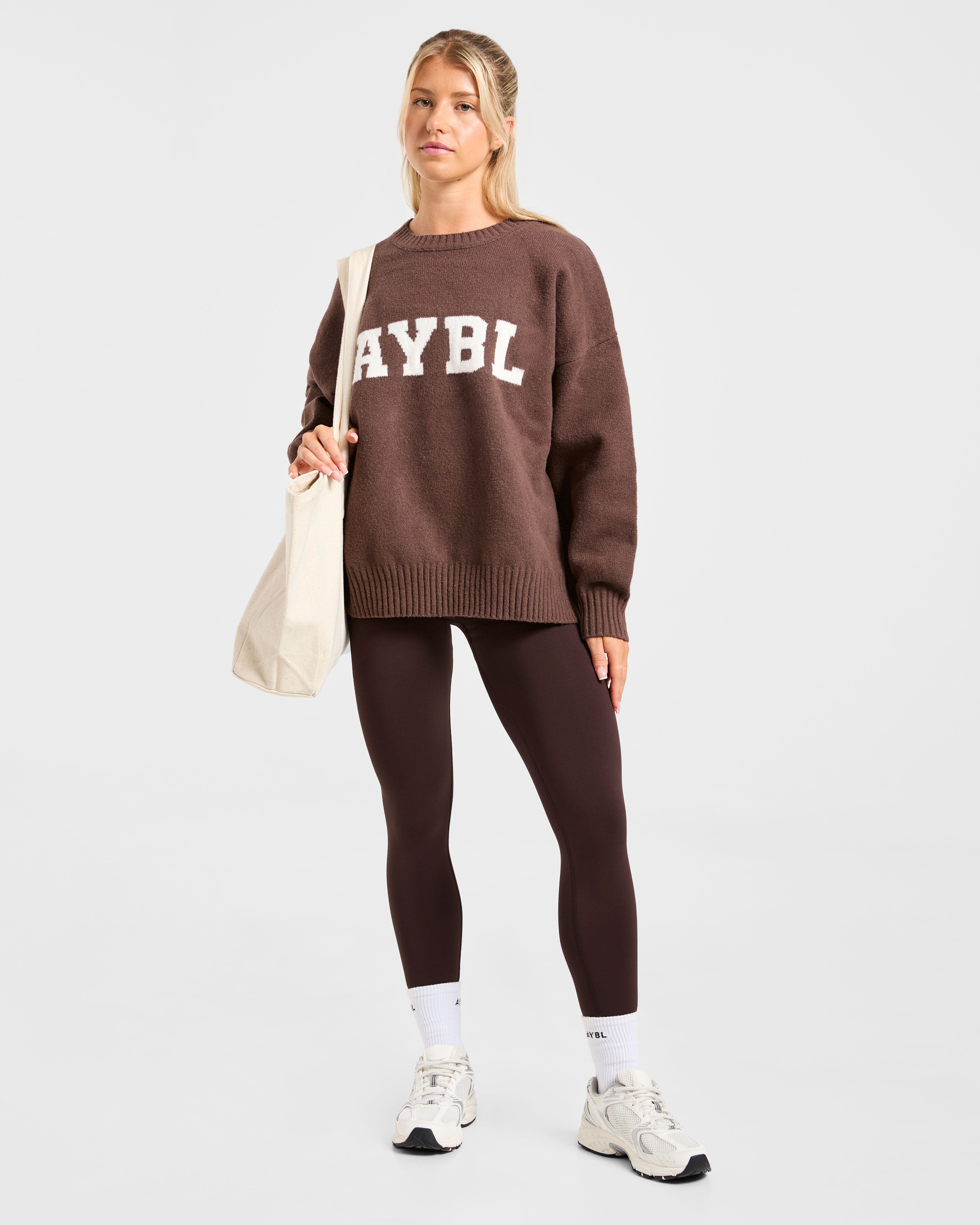 Varsity Oversized Knitted Sweater - Bruin