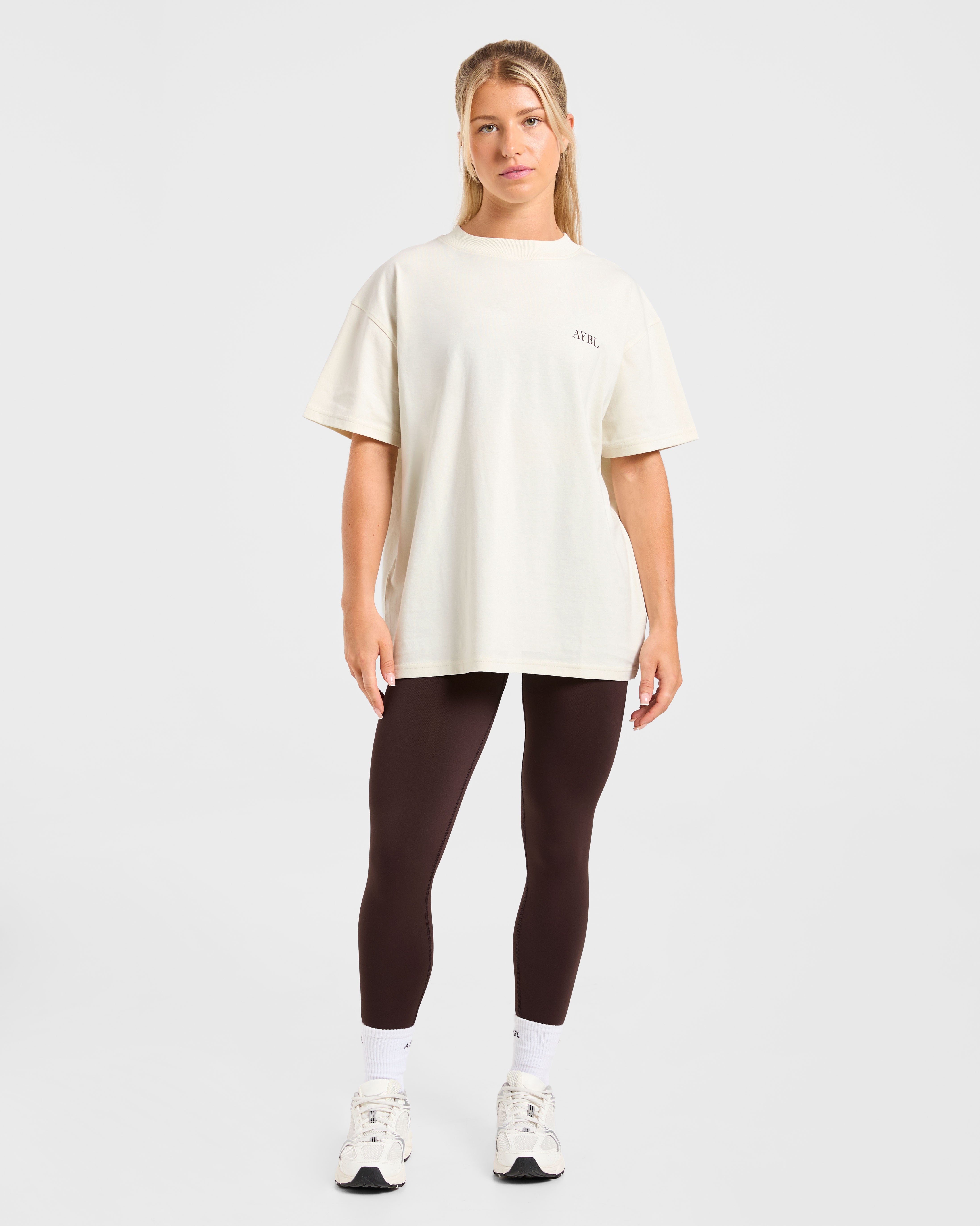 Body, Mind, You Oversized T Shirt - Beige/Bruin