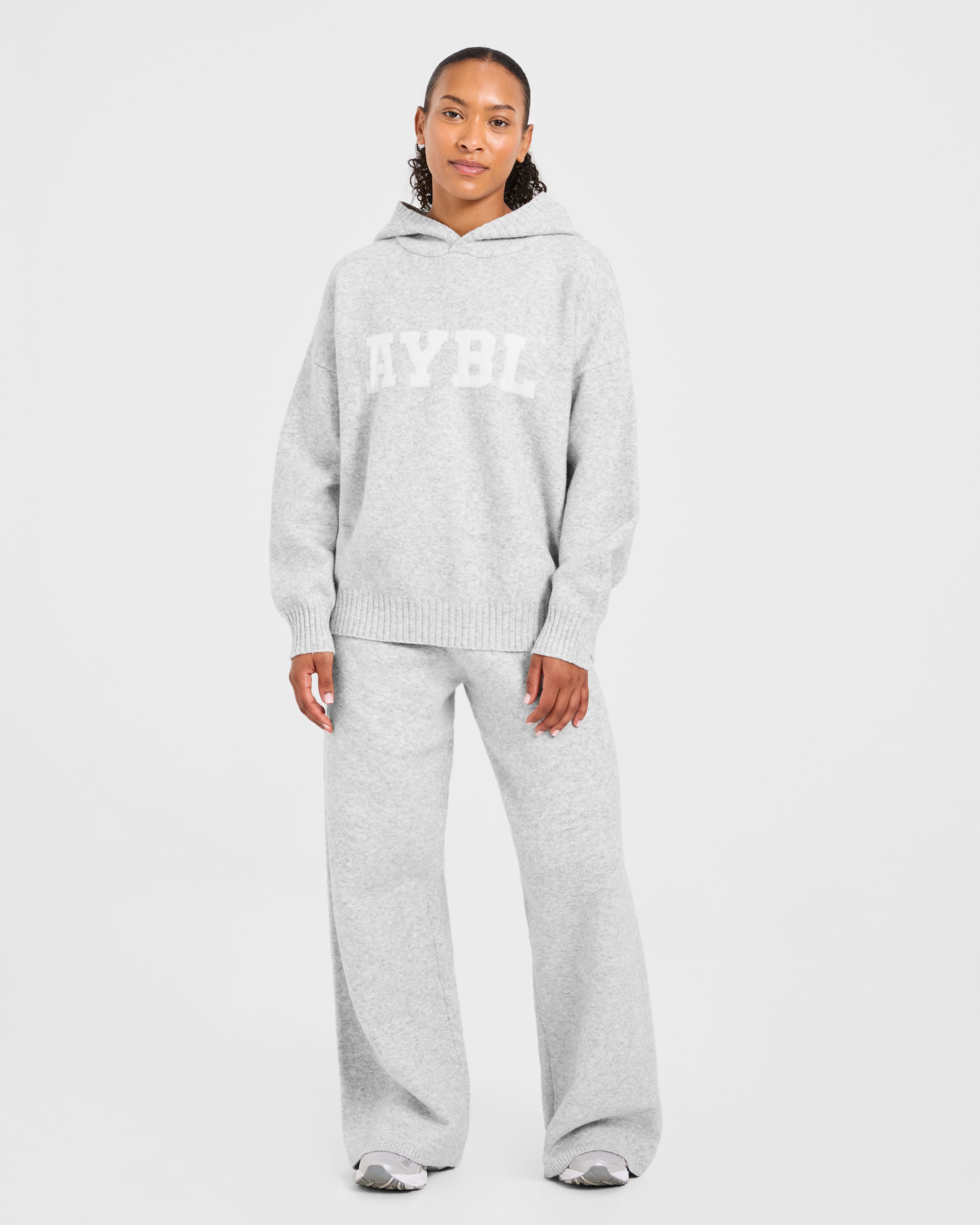 Varsity Oversized Knitted Joggers - Grijs Marl