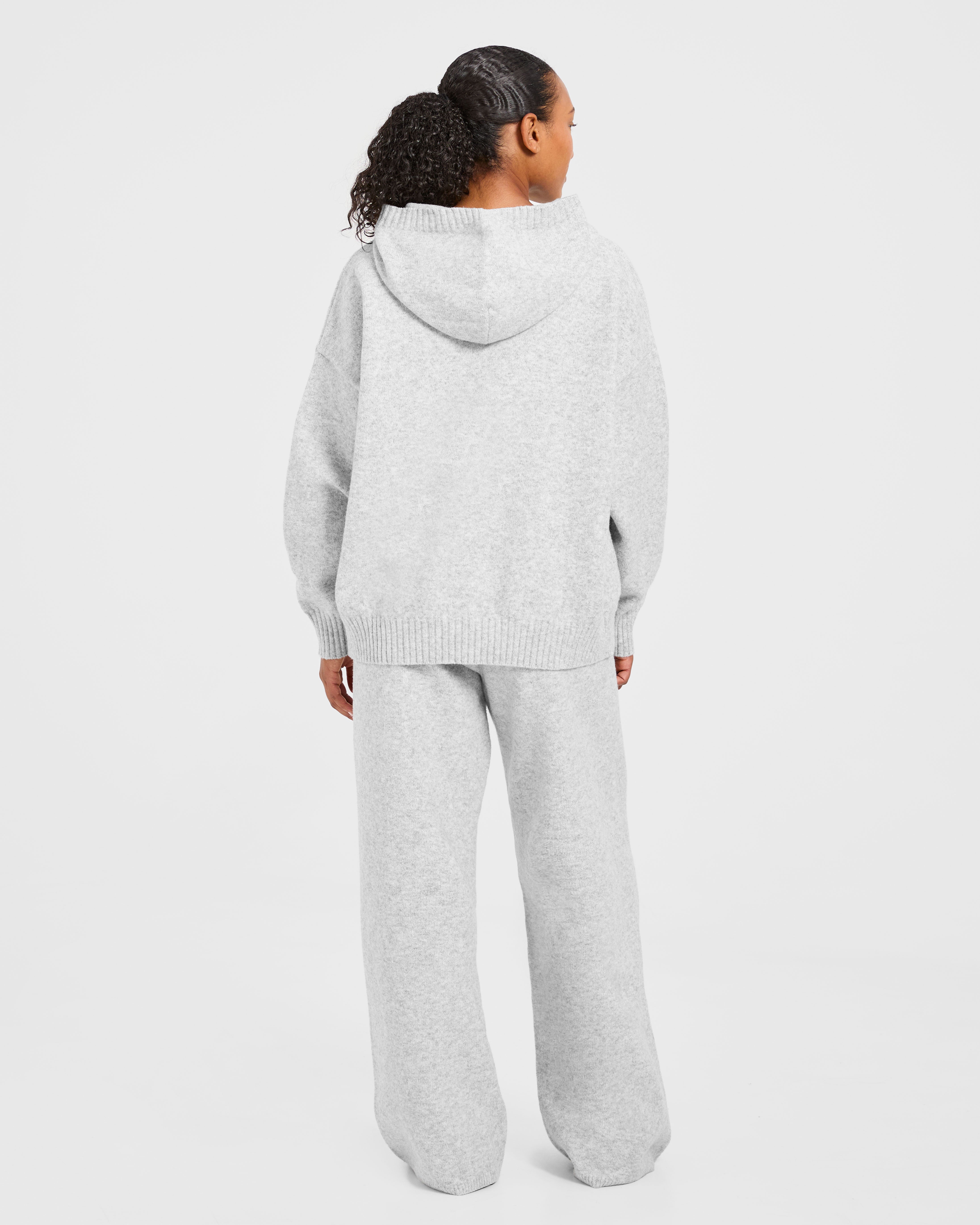 Varsity Oversized Knitted Joggers - Grijs Marl