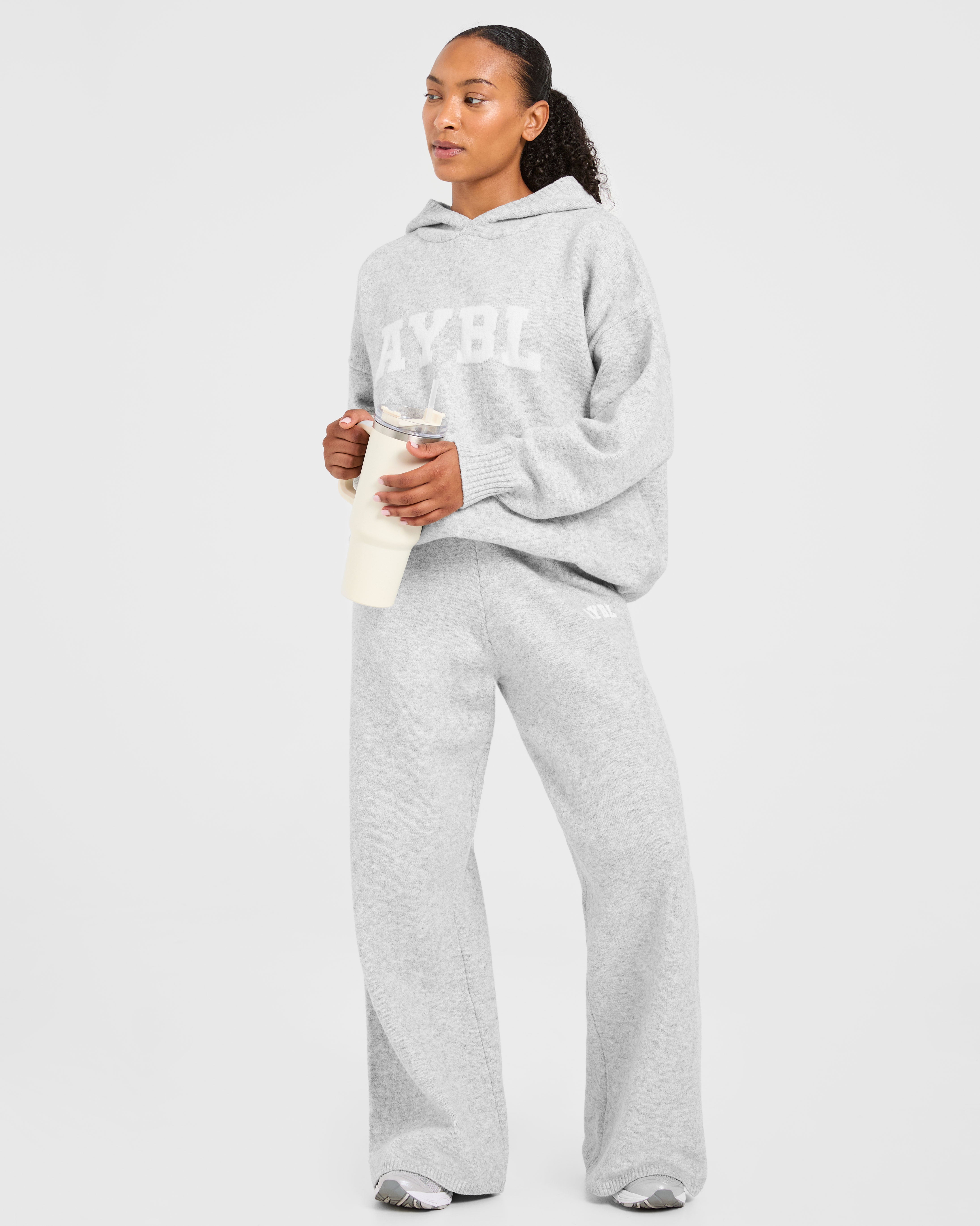 Varsity Oversized Knitted Joggers - Grijs Marl