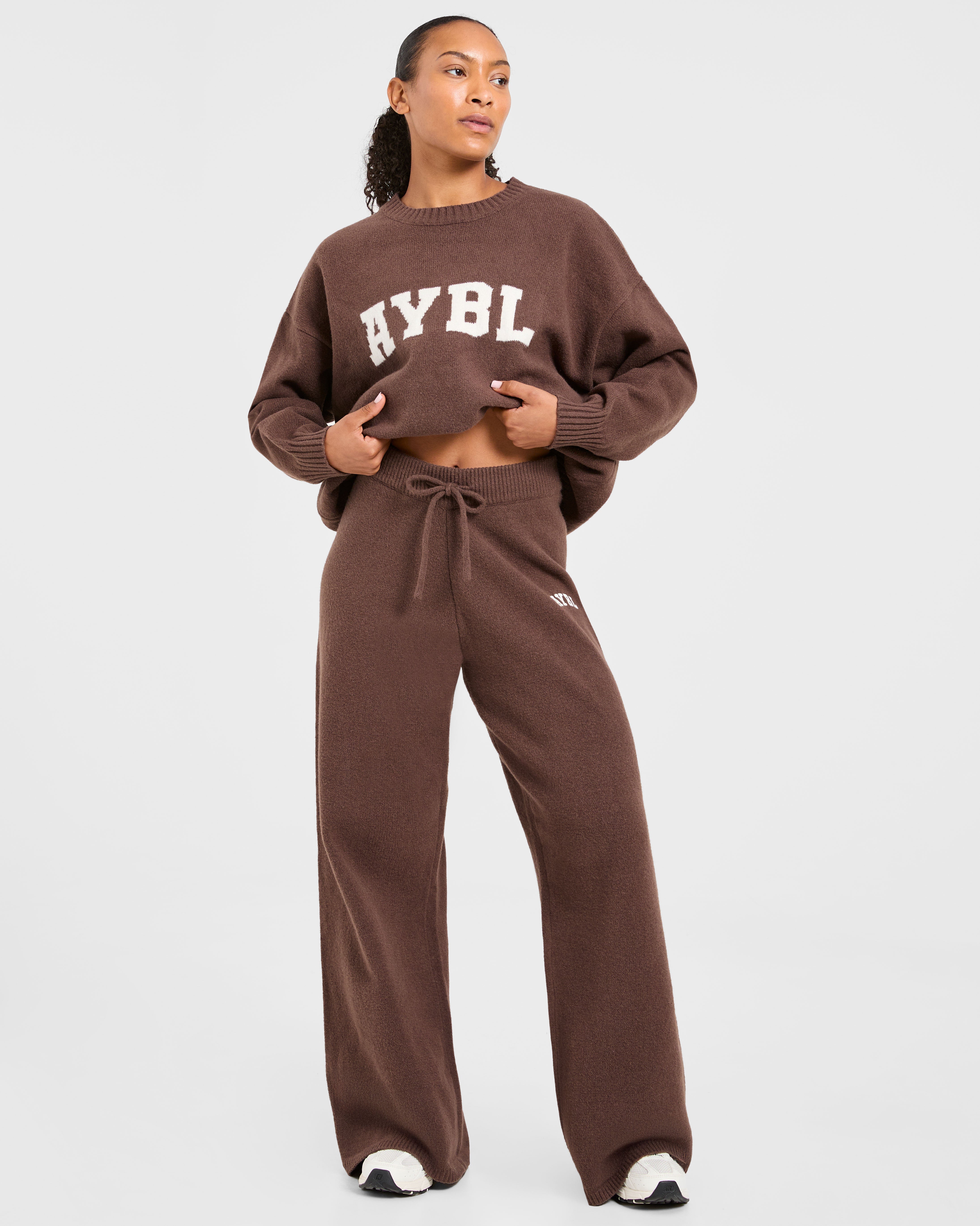 Varsity Oversized Knitted Joggers - Bruin