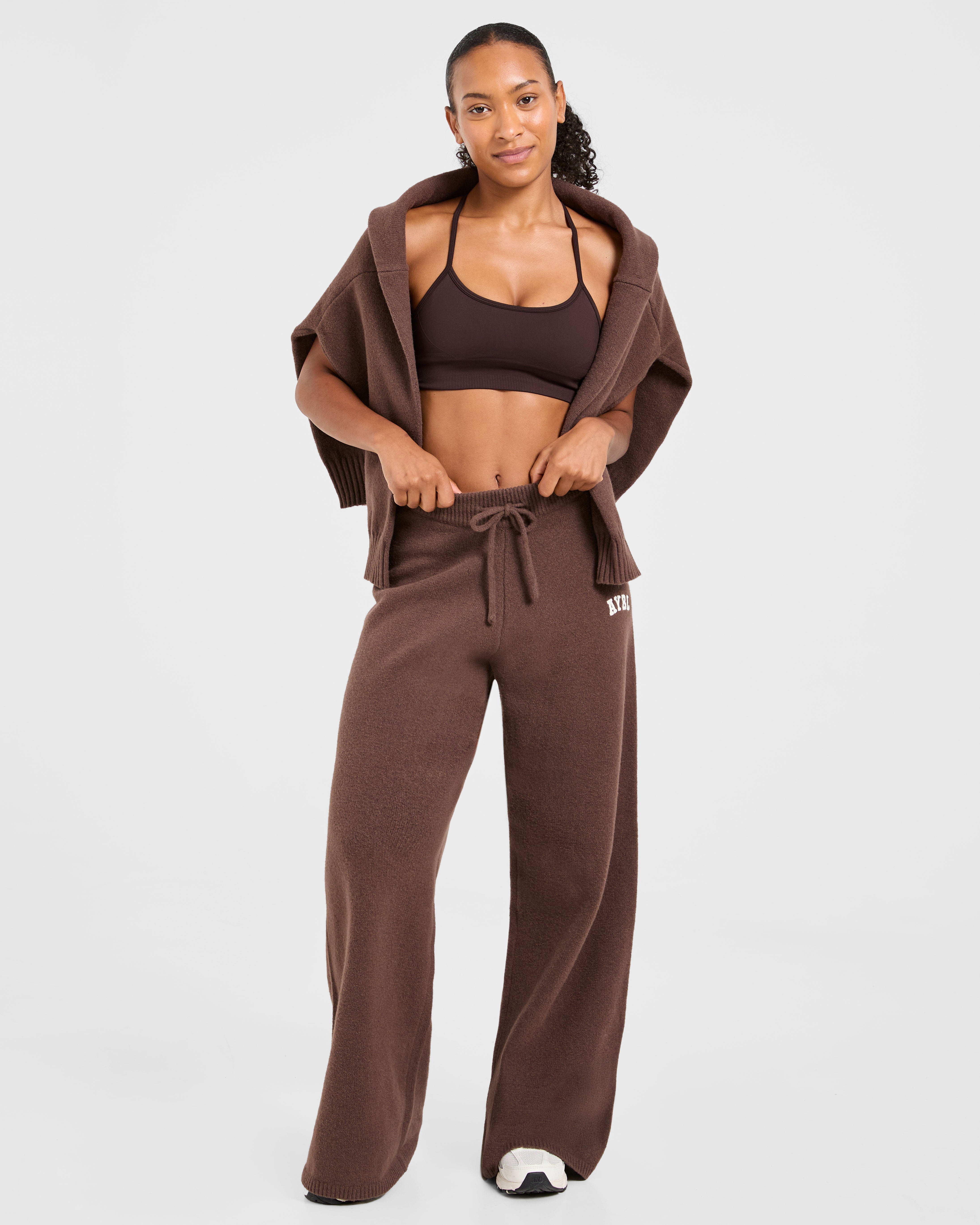 Varsity Oversized Knitted Joggers - Bruin