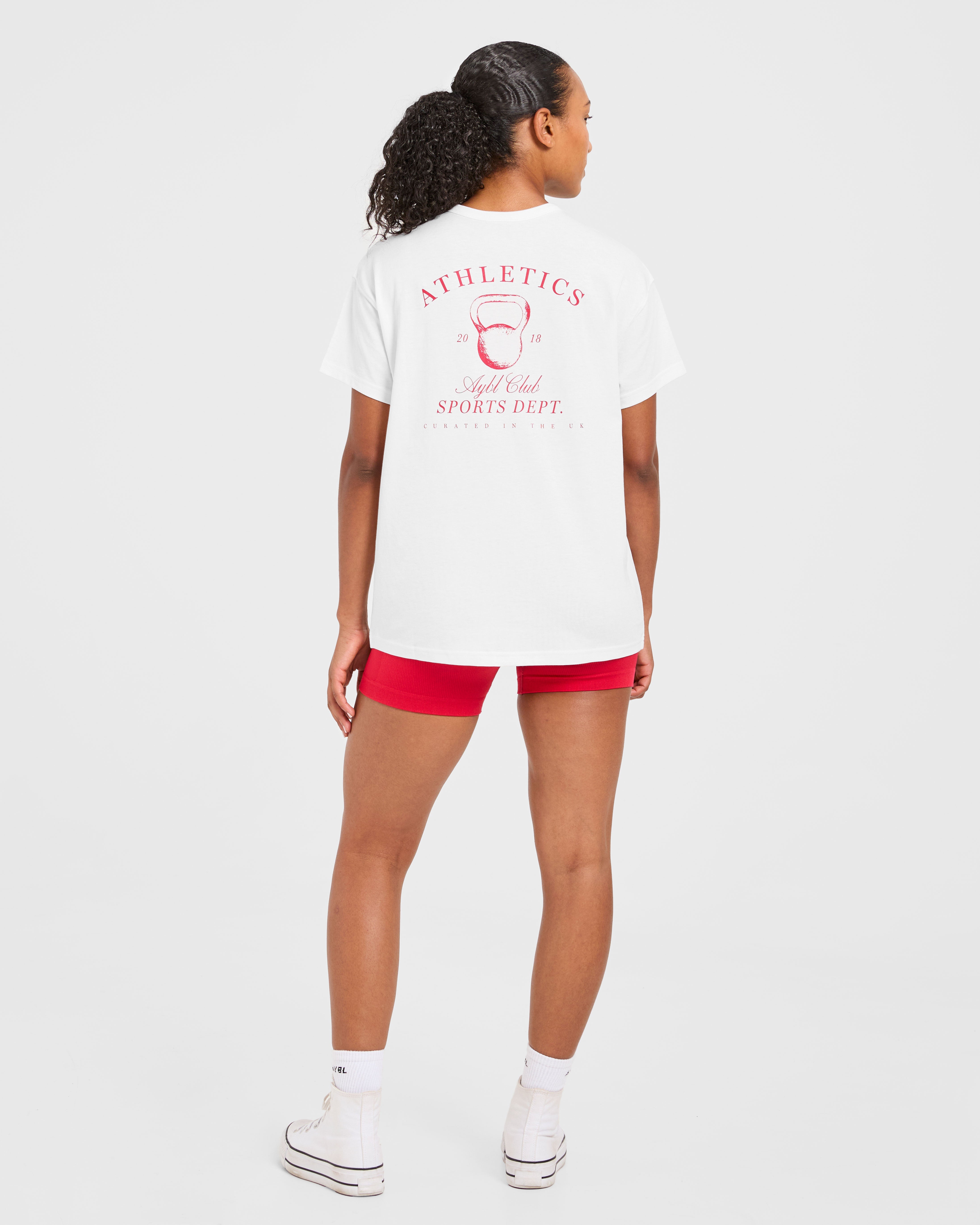 Athletics Sport Dept Oversized T Shirt - Wit/Rood