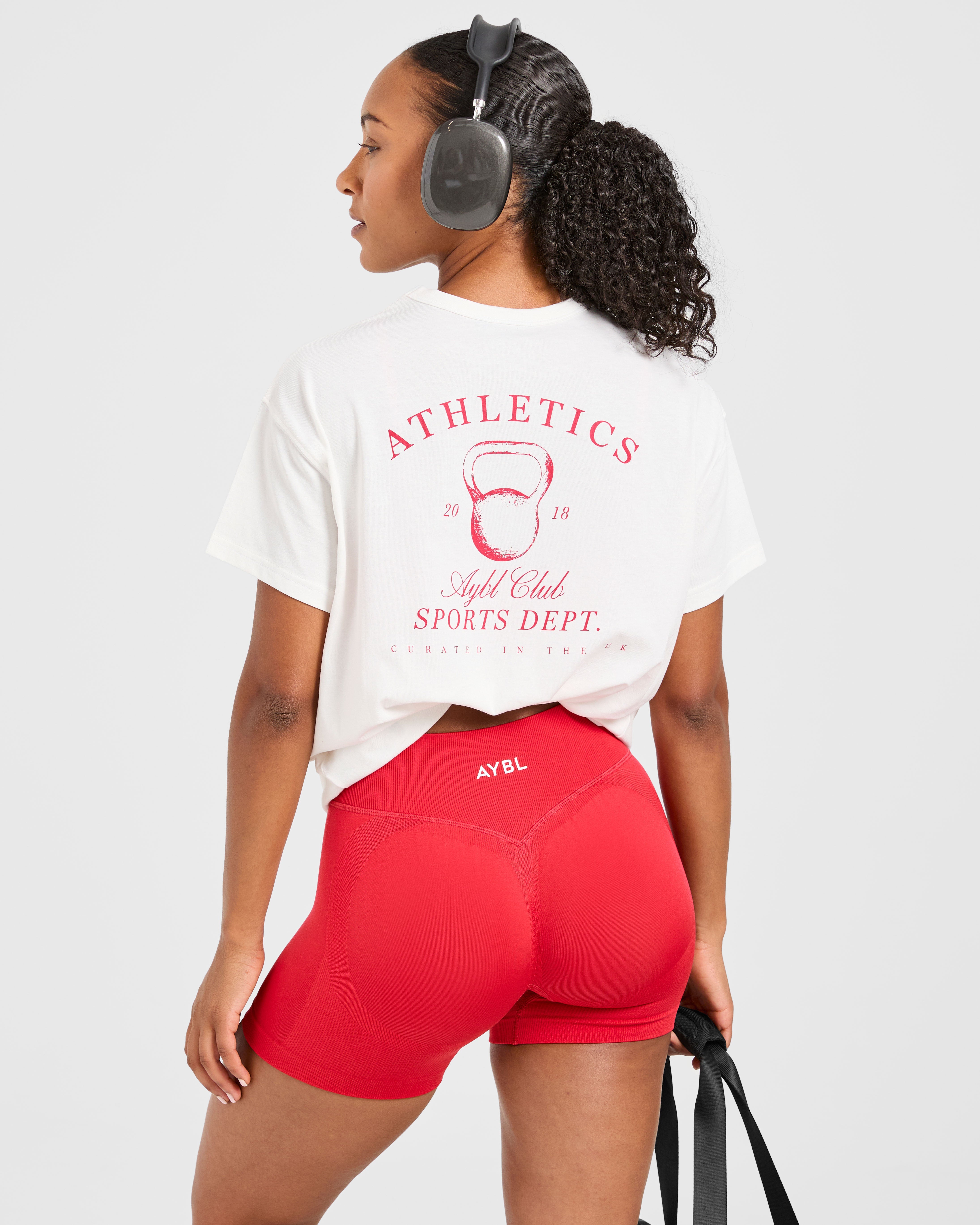Athletics Sport Dept Oversized T Shirt - Wit/Rood