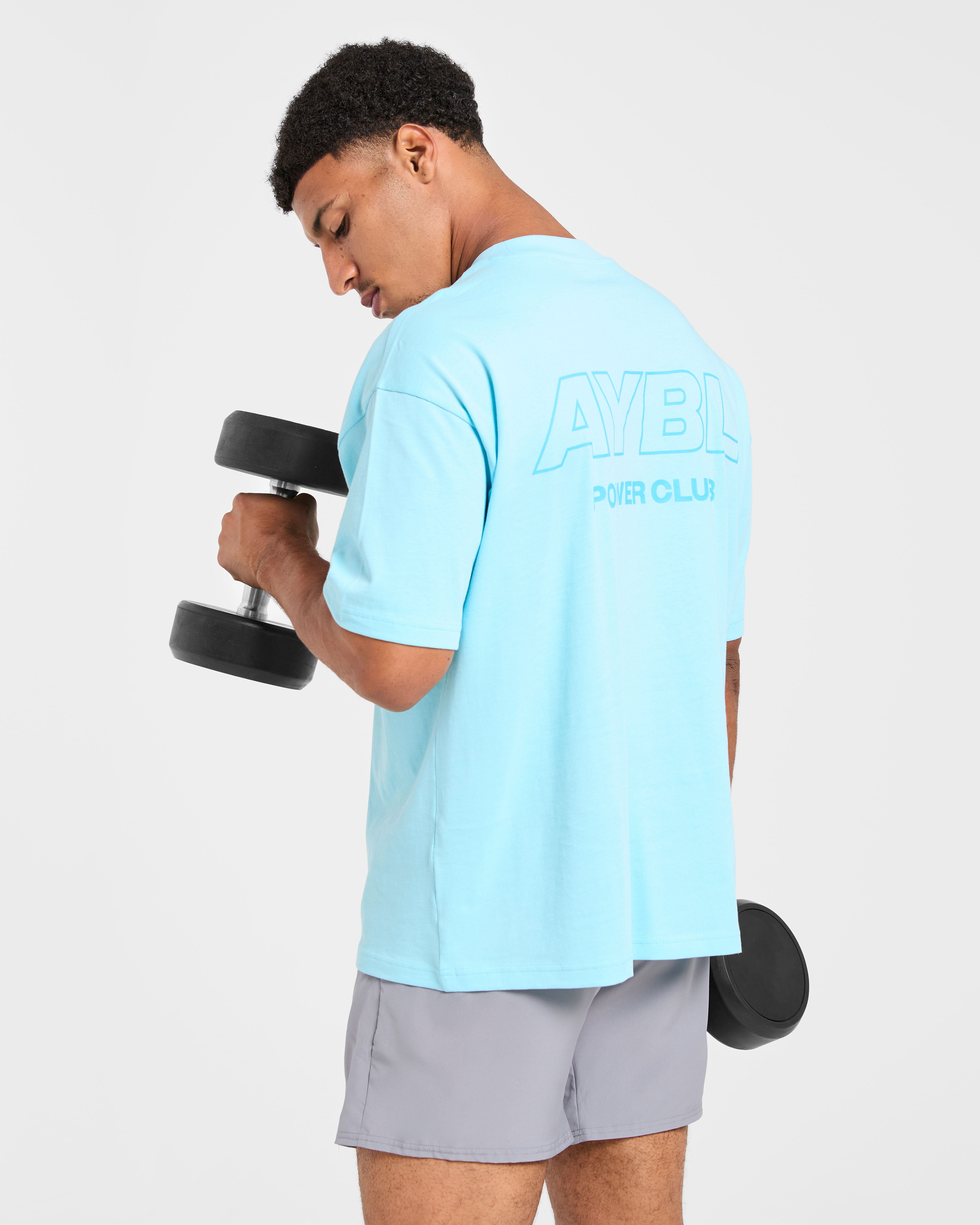 Power Club Oversized T Shirt - Light Blauw