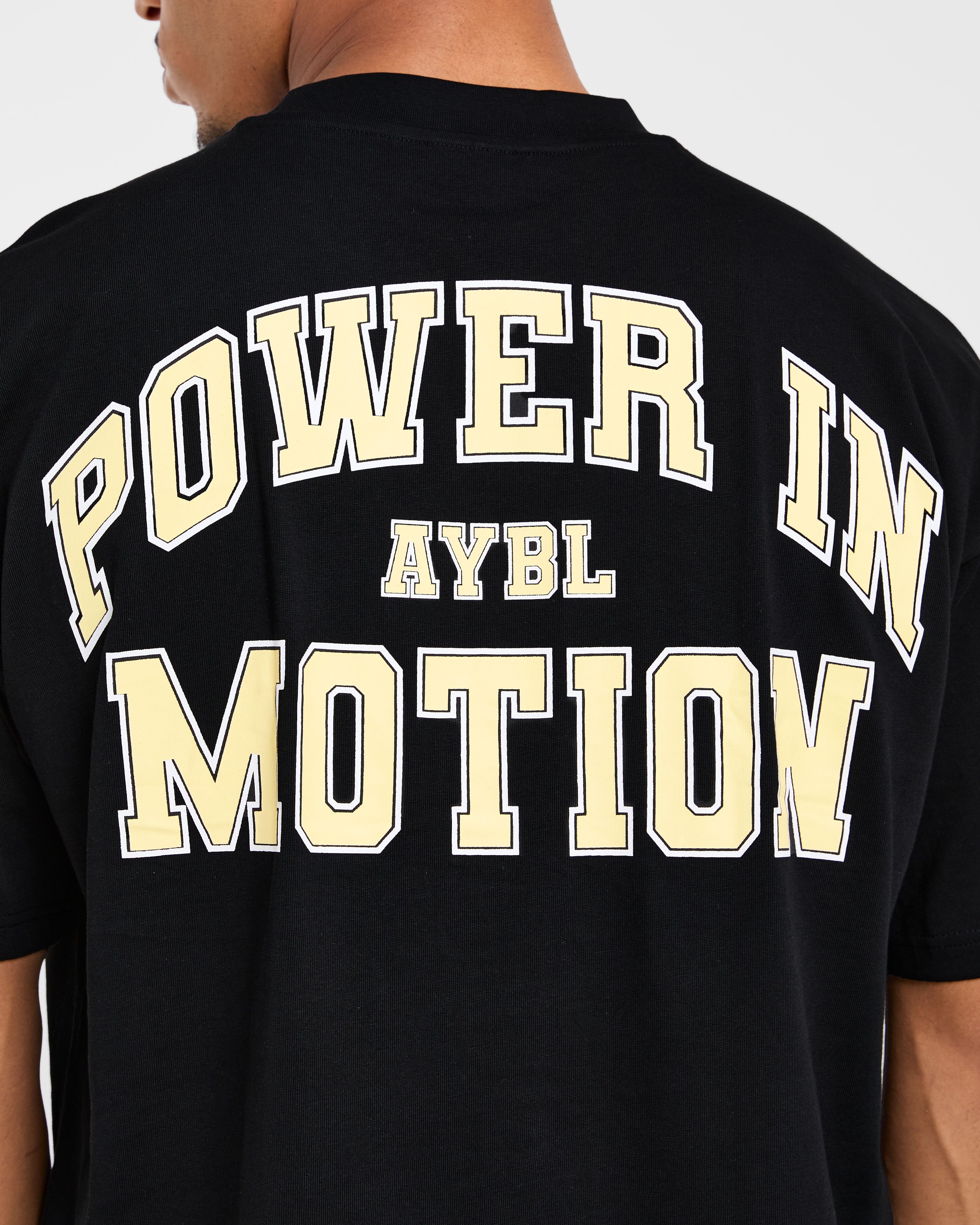 Power In Motion Oversized T Shirt - Zwart/Geel