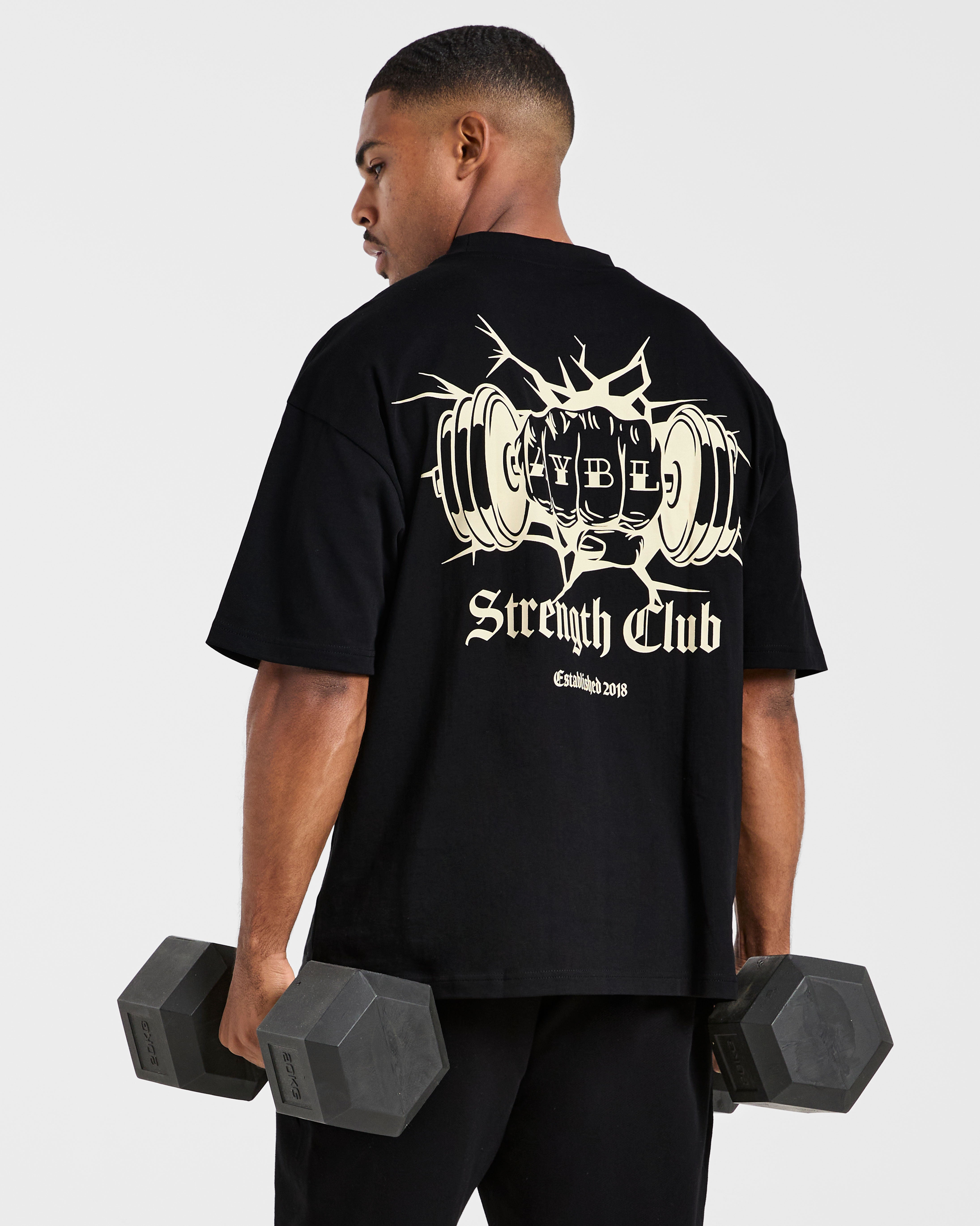 AYBL Strength Club Oversized T Shirt - Zwart