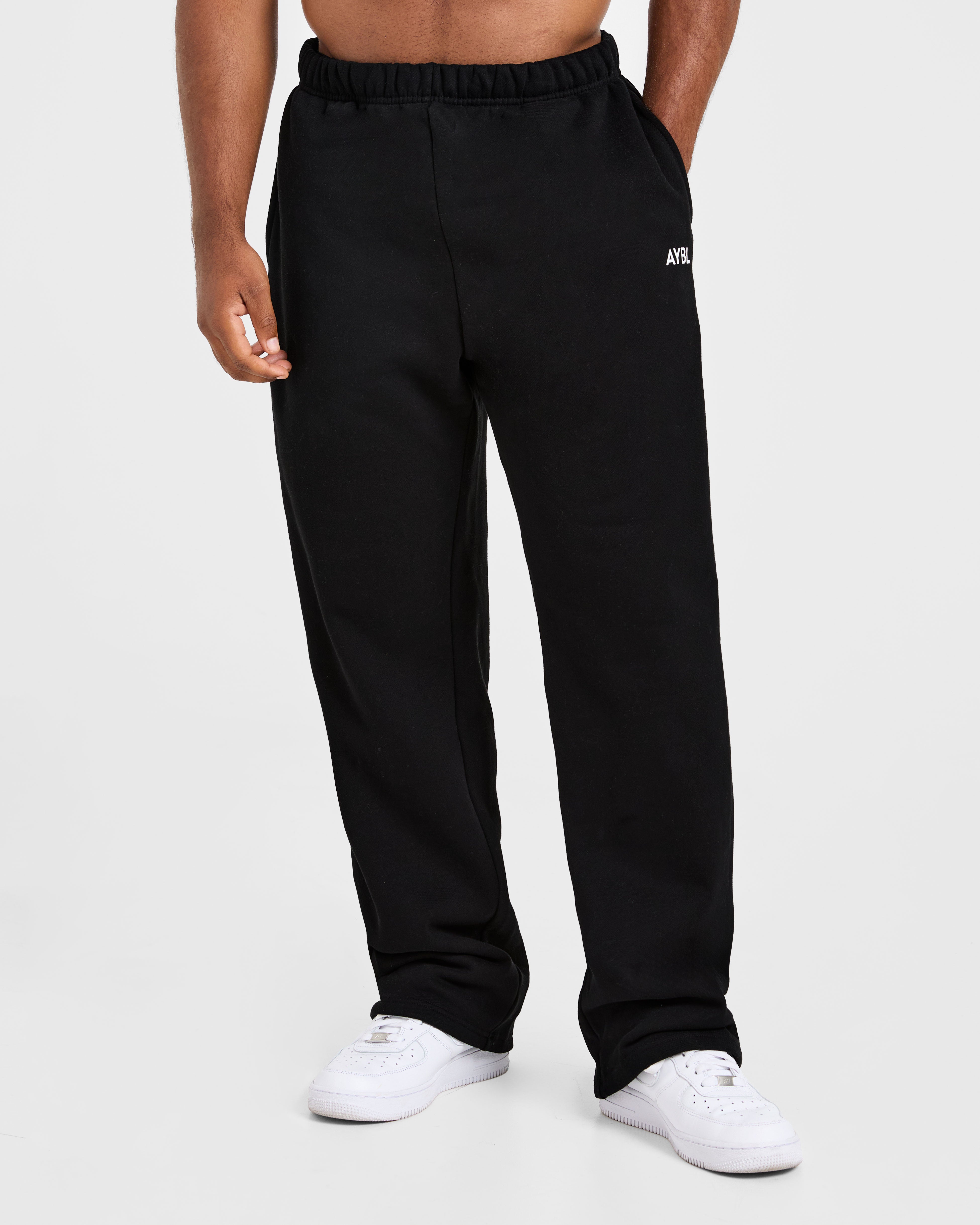 Essential Oversized Straight Leg Joggers - Zwart