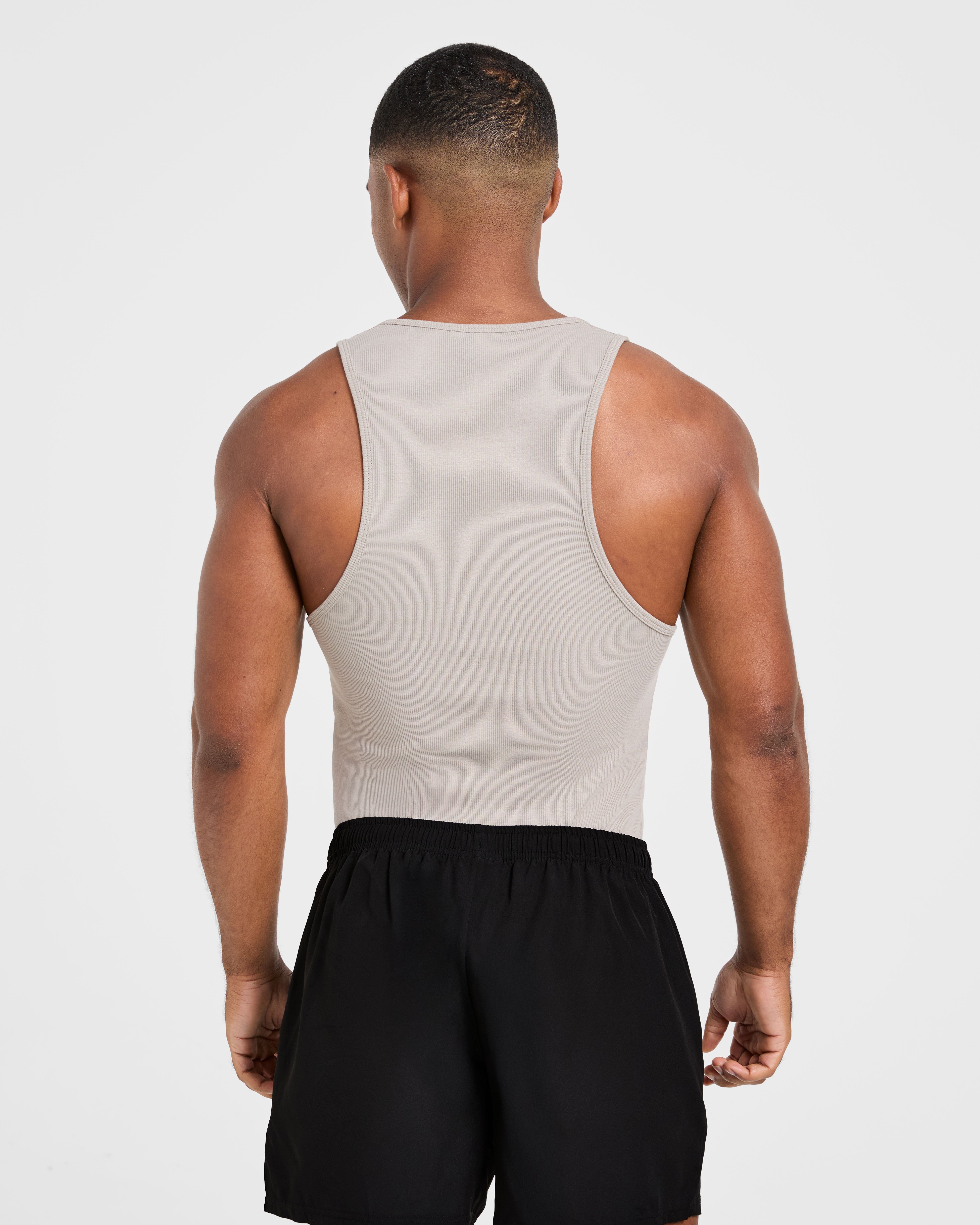 Muscle Ribbed Tank - Cloud Grijs