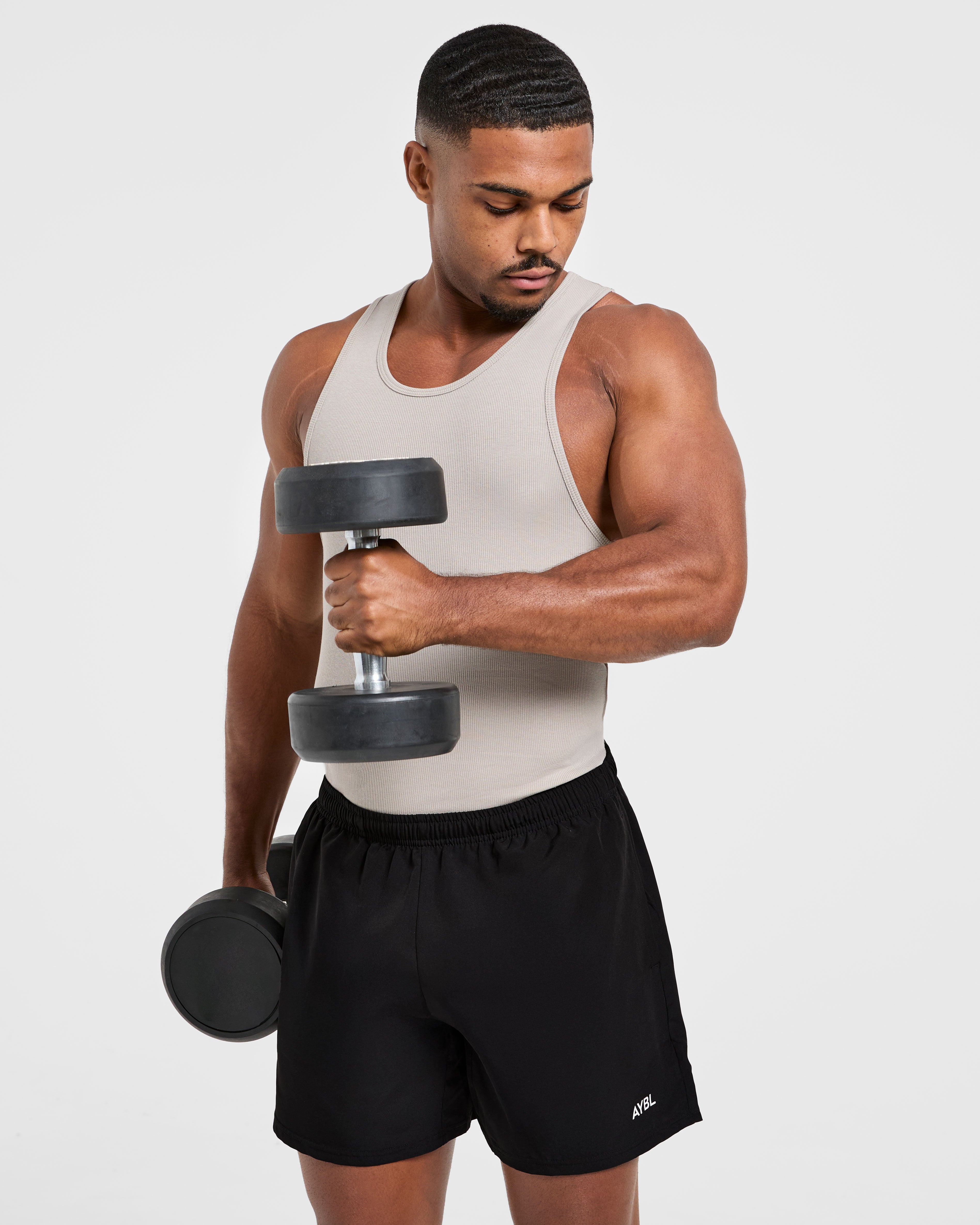 Muscle Ribbed Tank - Cloud Grijs