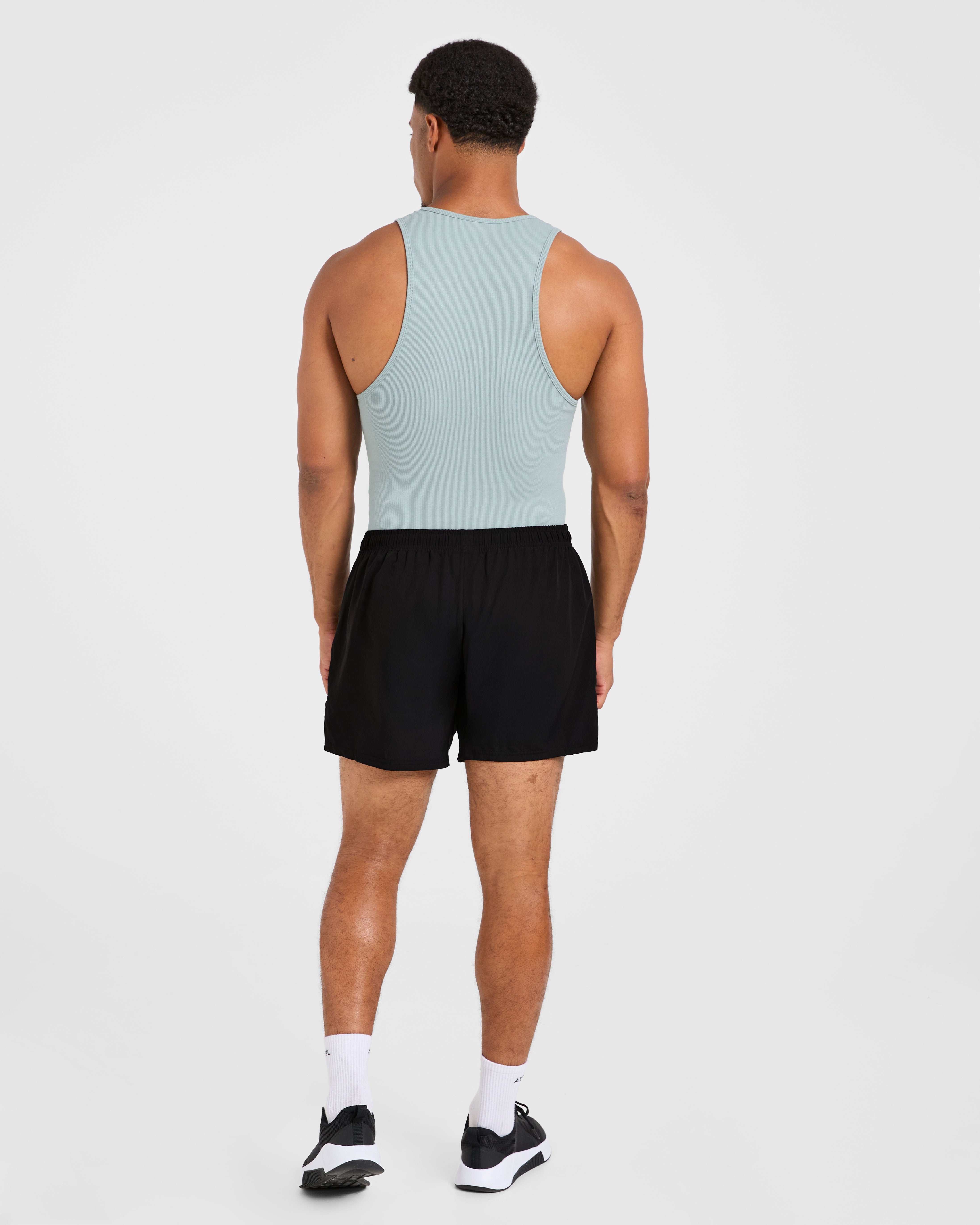 Muscle Ribbed Tank - Stone Blauw