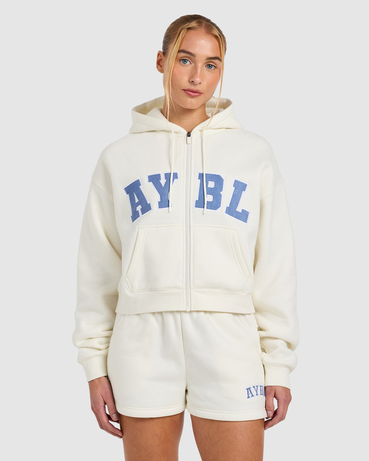 Varsity 2.0 Boxy Zip Up Hoodie - Off Wit