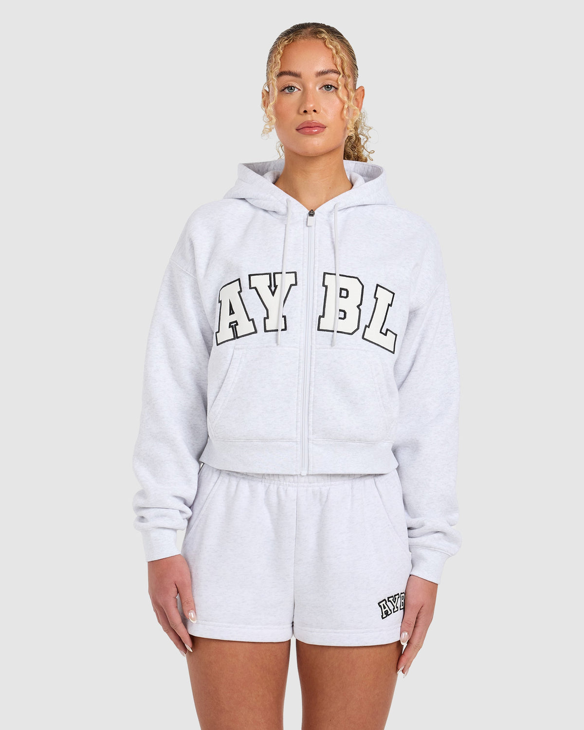 Varsity 2.0 Boxy Zip Up Hoodie - Heather Grijs