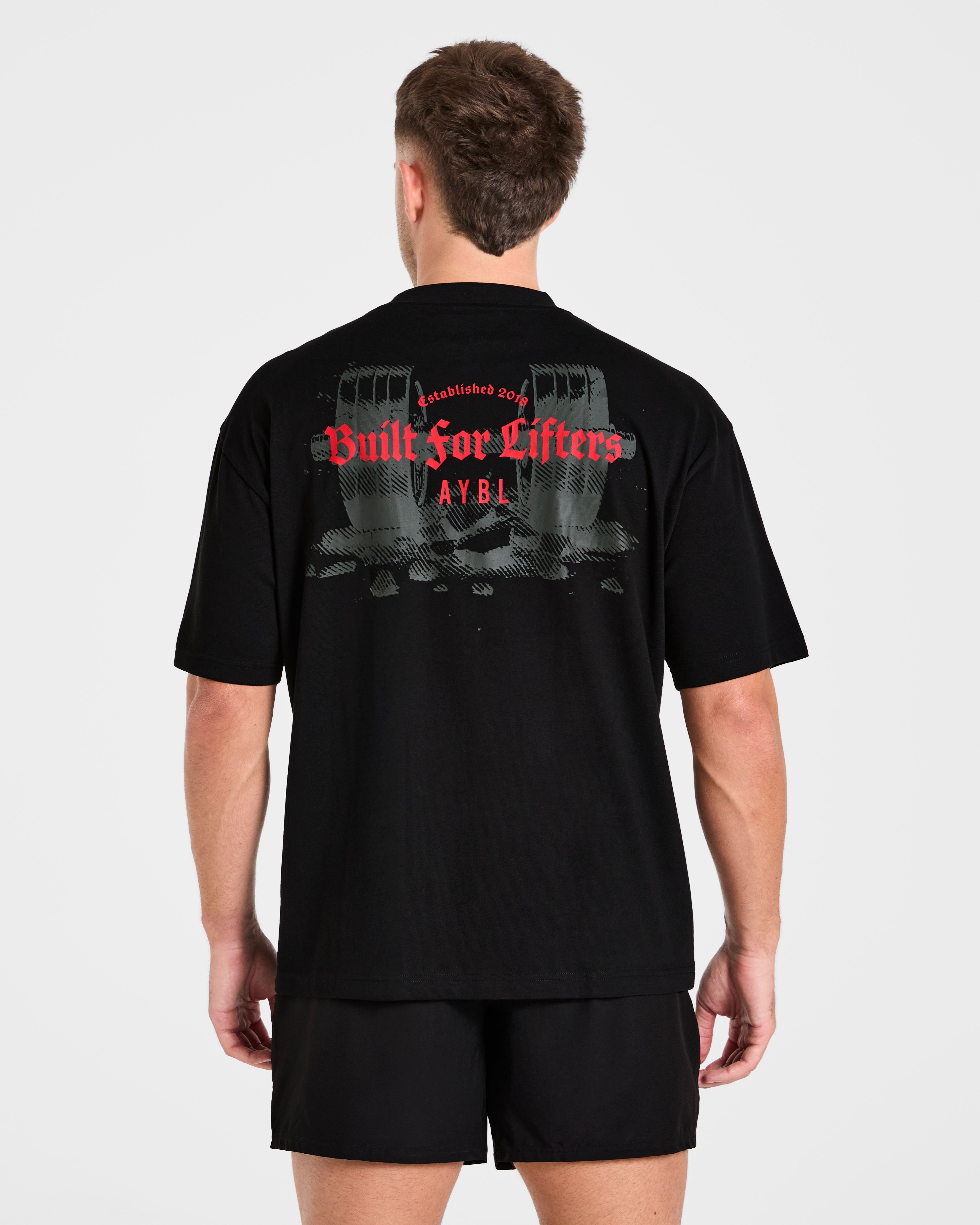Built for Lifters Oversized T Shirt - Zwart/Rood