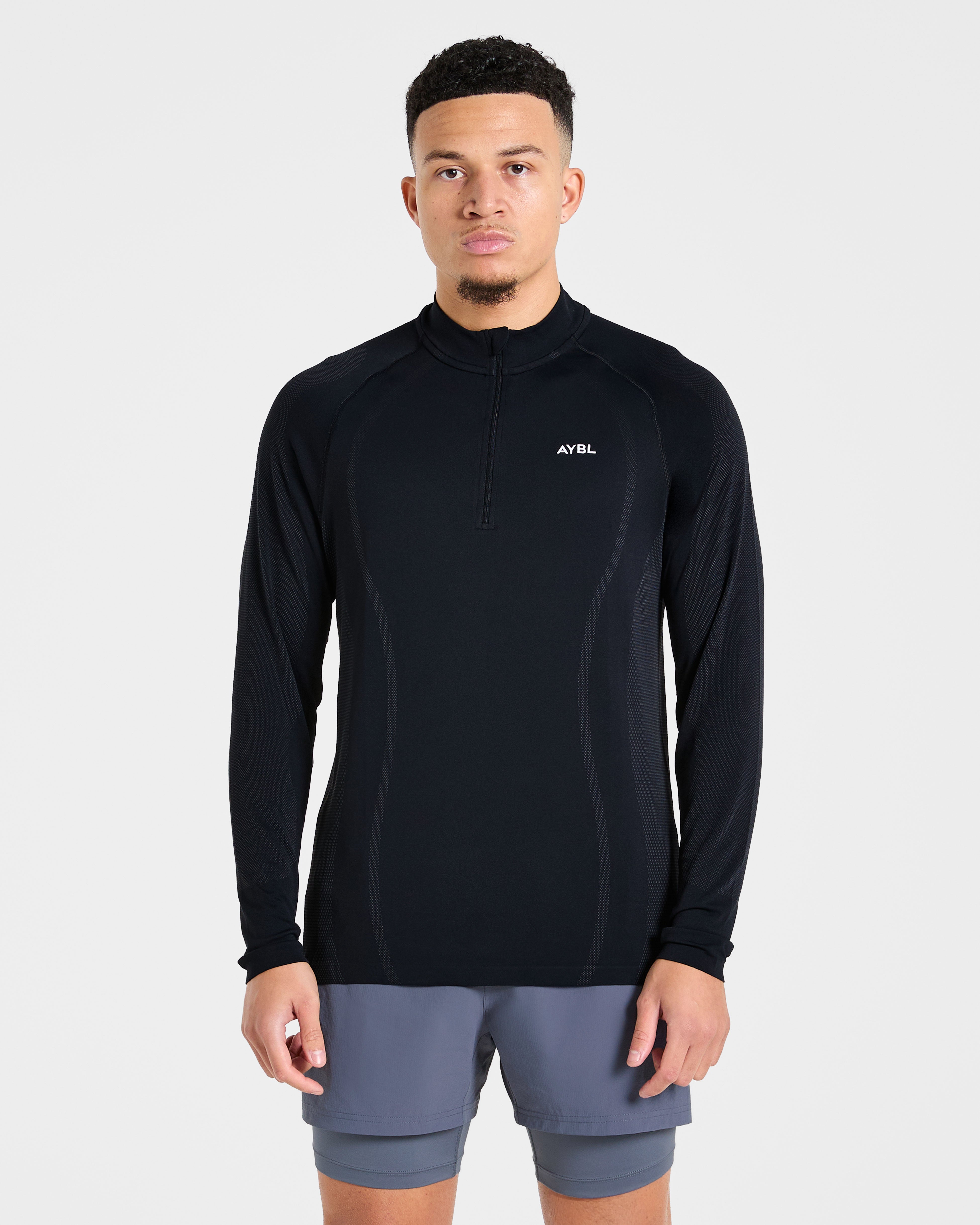 Attain Seamless 1/2 Zip Pullover - Zwart