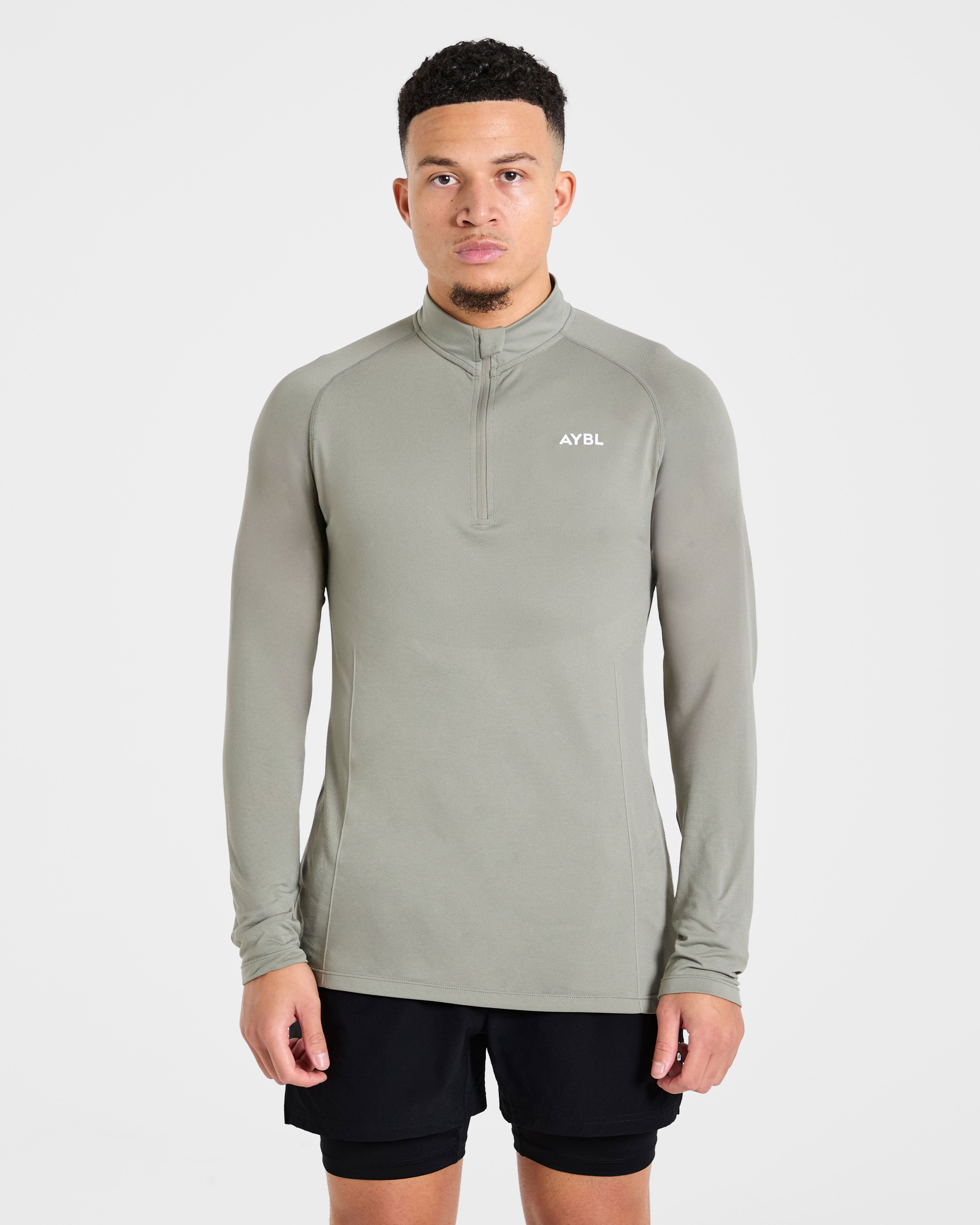 Essential Seamless 1/4 Zip Pullover - Olive