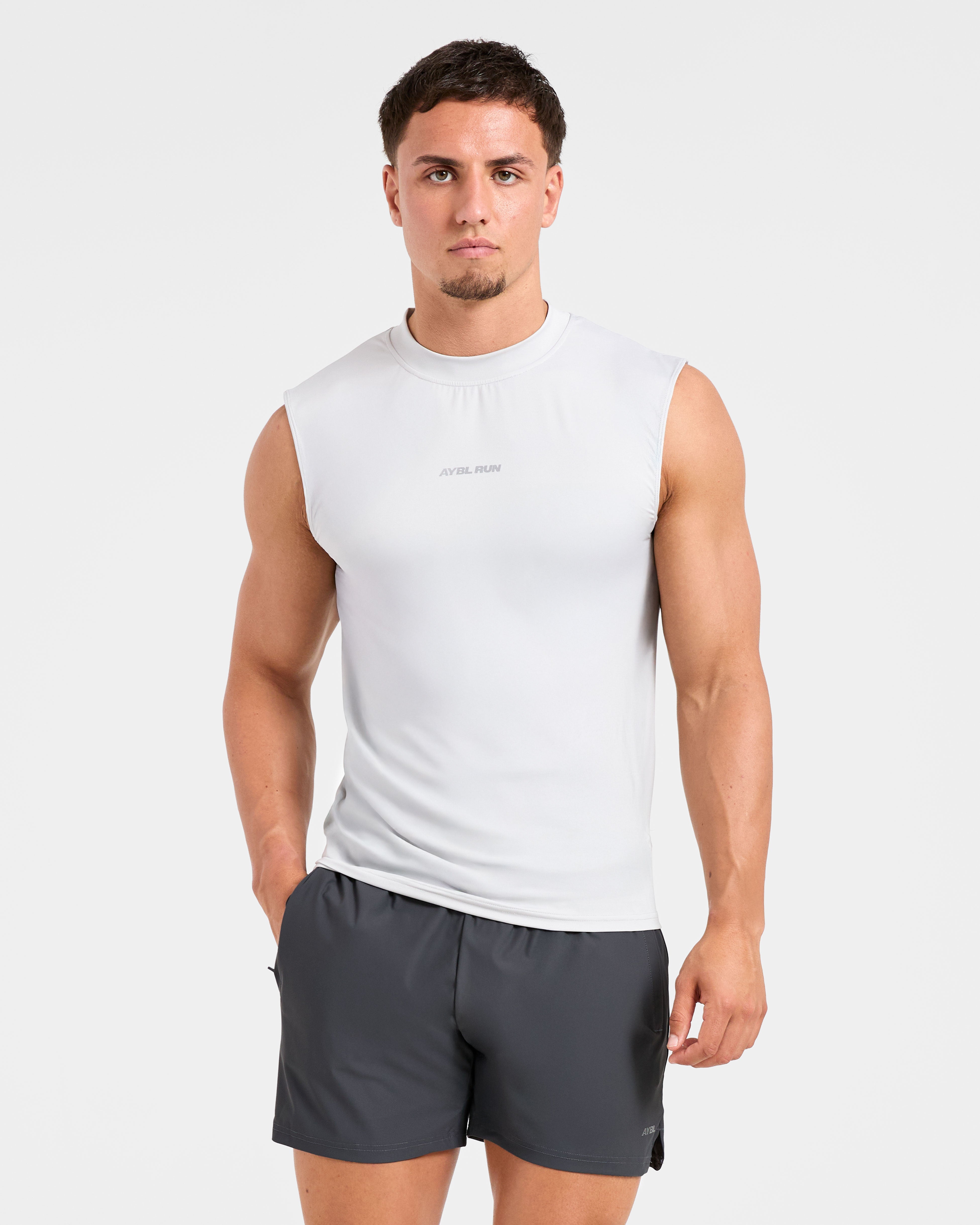 Run Slim Tank - Ice Grijs