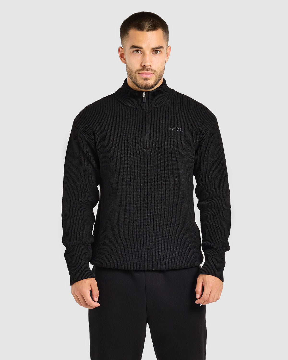 Signature Knitted 1/4 Zip Pullover - Zwart