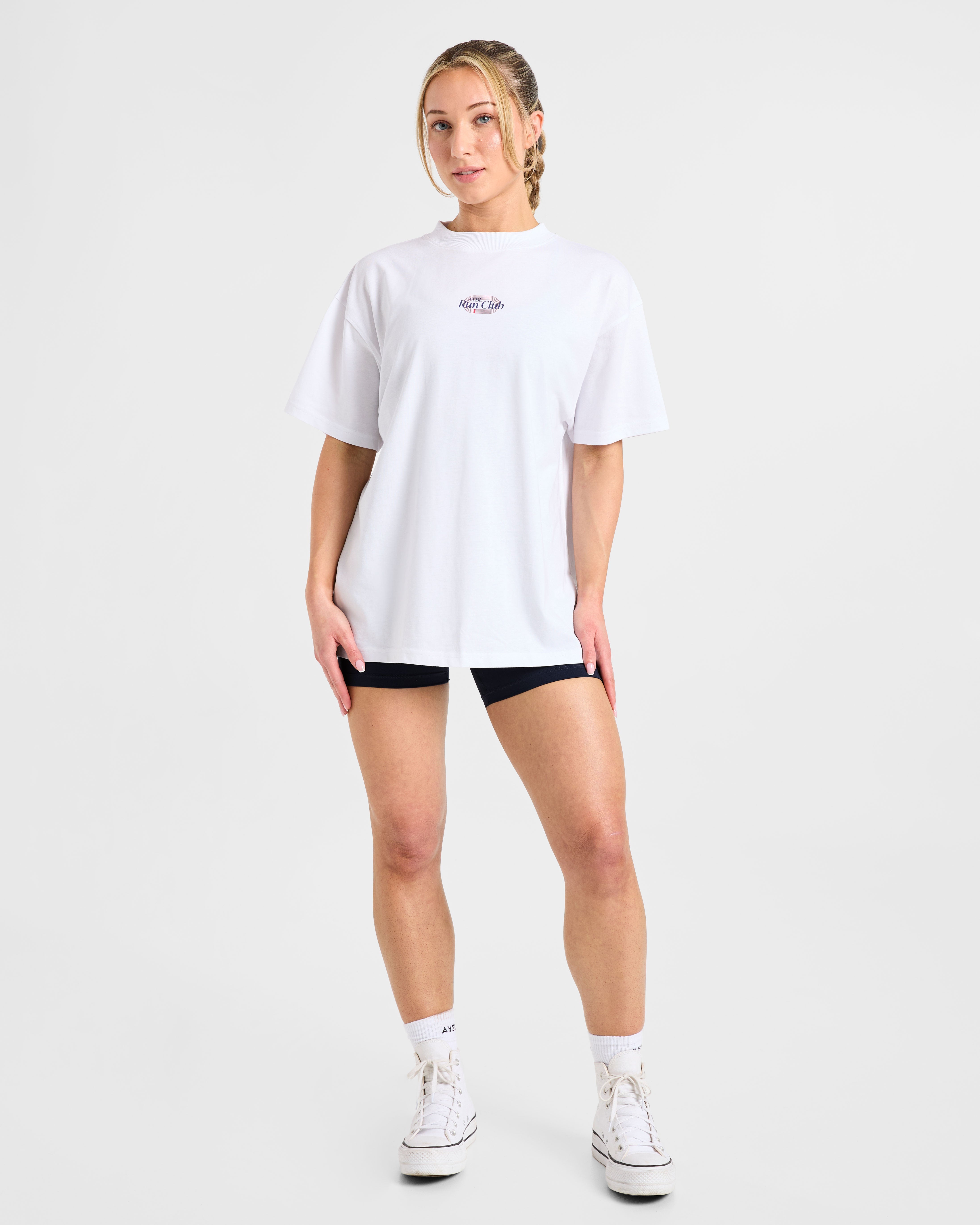 Run Club Oversized  T Shirt - Wit