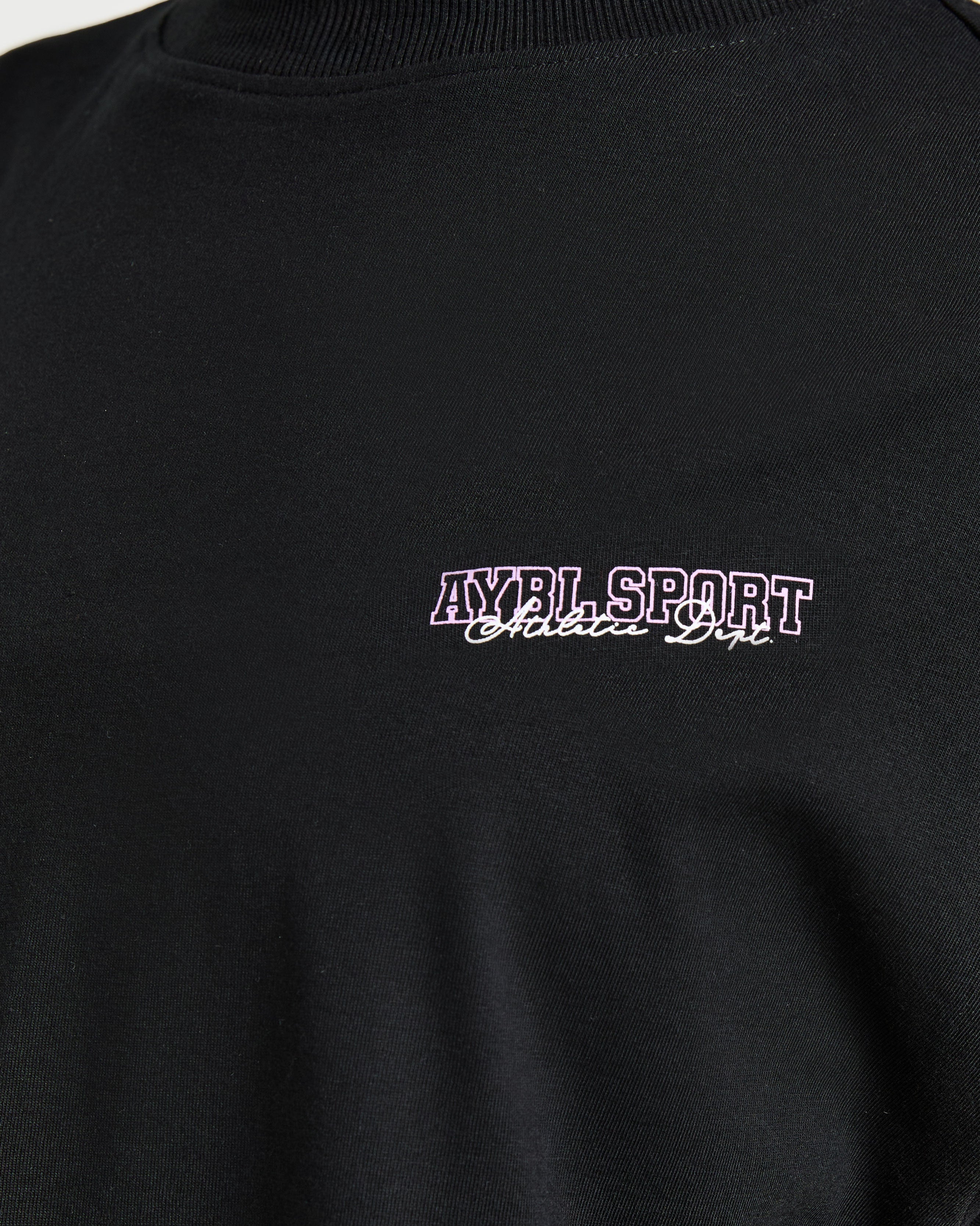 Varsity Dept Oversized T Shirt - Zwart/Lilac