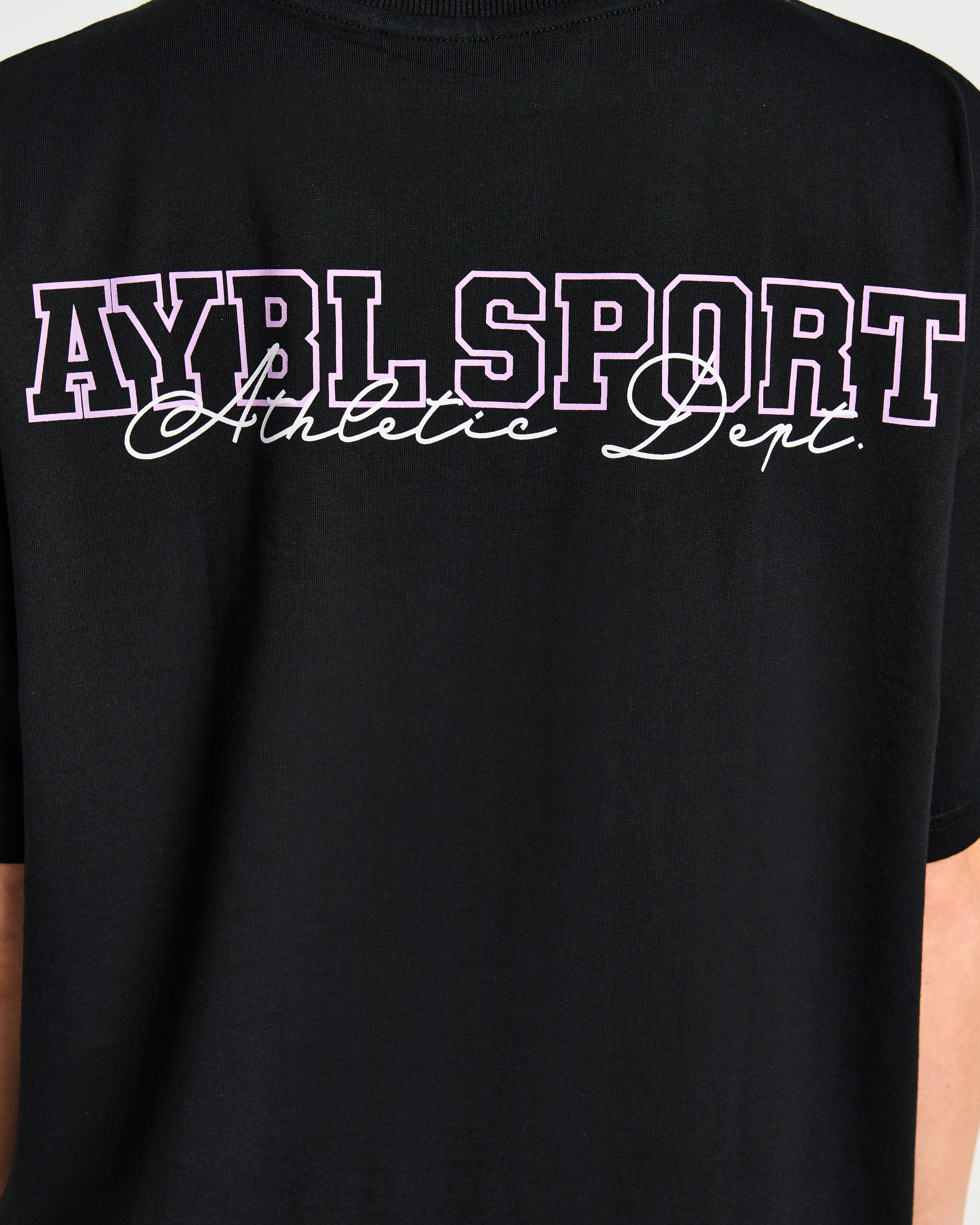 Varsity Dept Oversized T Shirt - Zwart/Lilac