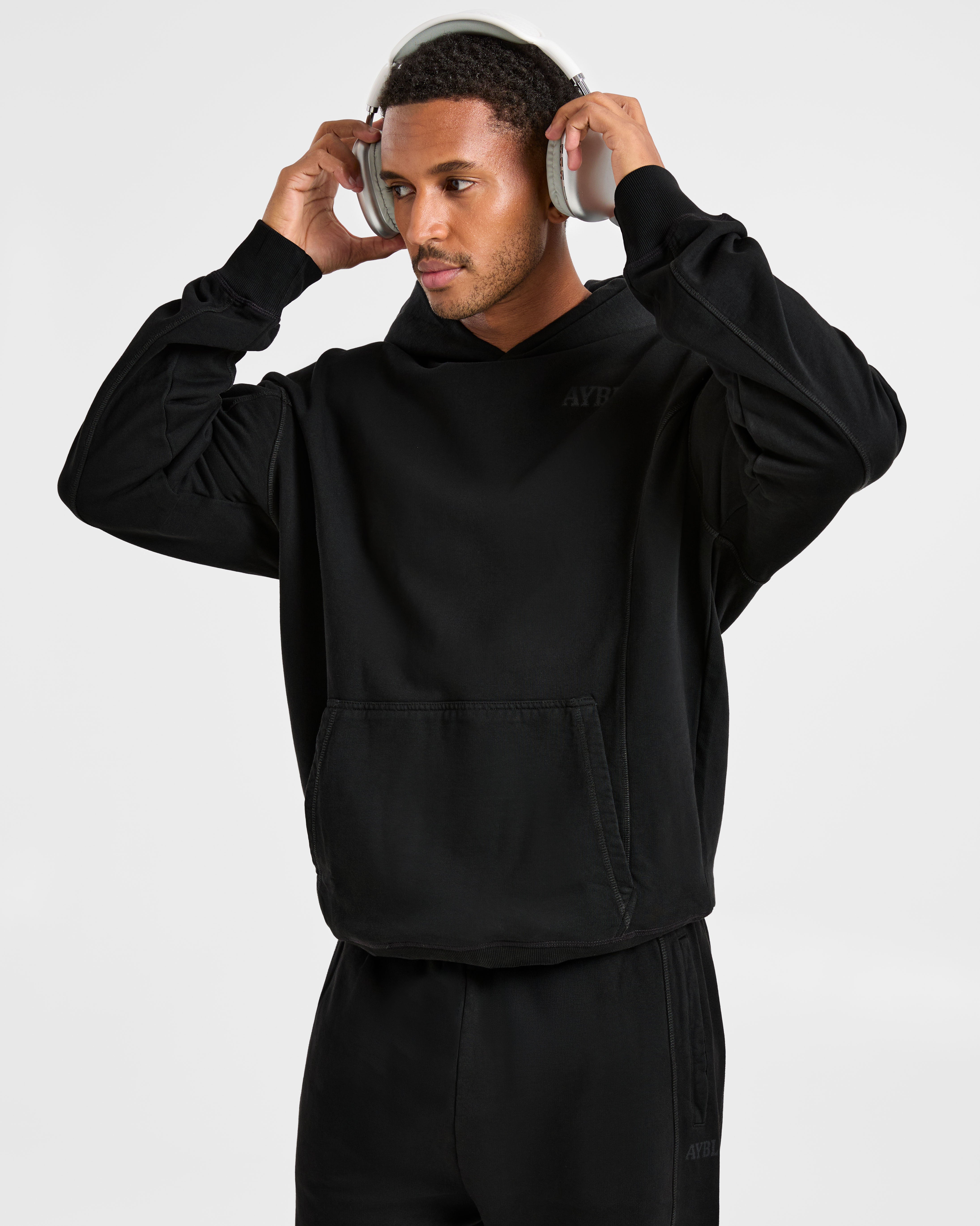 Lift Club Distressed Hoodie - Zwart/Charcoal