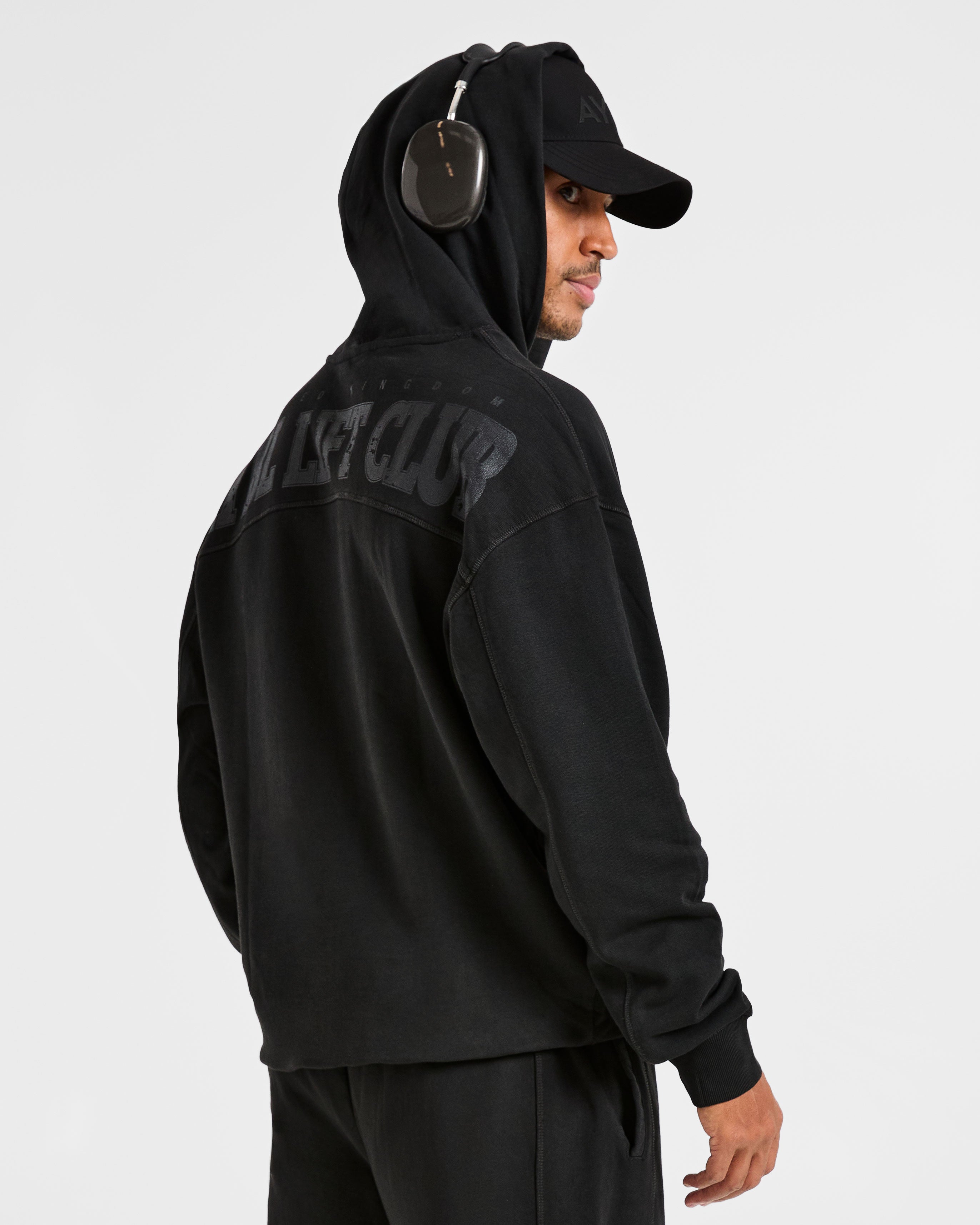 Lift Club Distressed Hoodie - Zwart/Charcoal